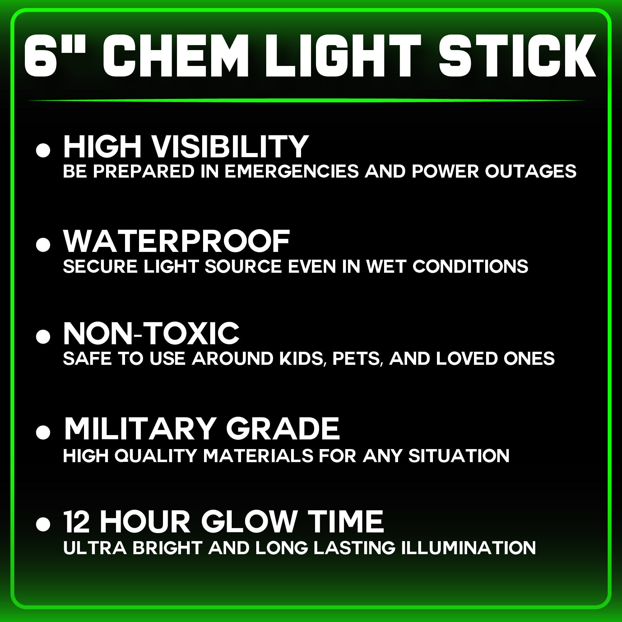 Emergency Glow Sticks - 12 Ultra Bright Individually Wrapped Military Grade Chem Lights - 12 Hour Bulk Tactical Light Sticks for Survival Gear, Camping, and Power Outages