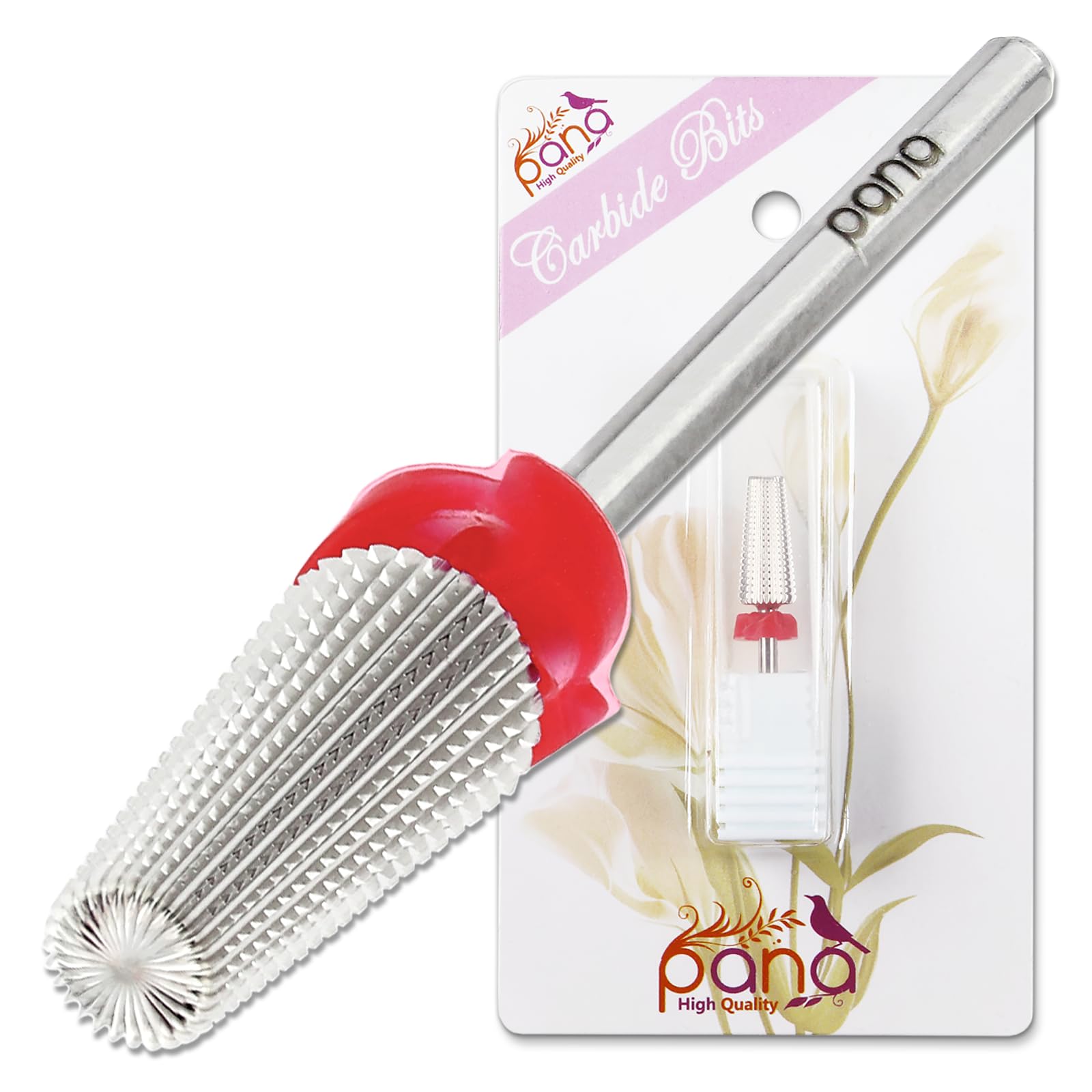 PANA Nagelfräser Hartmetall 5-in-1 Bit – beidseitig drehbar für Links- und Rechtshänder – schnelles Entfernen von Acryl oder Hartgel – 3/32" Schaft – Maniküre, Nagelkunst, Bohrmaschine (Fein – F, Silber)