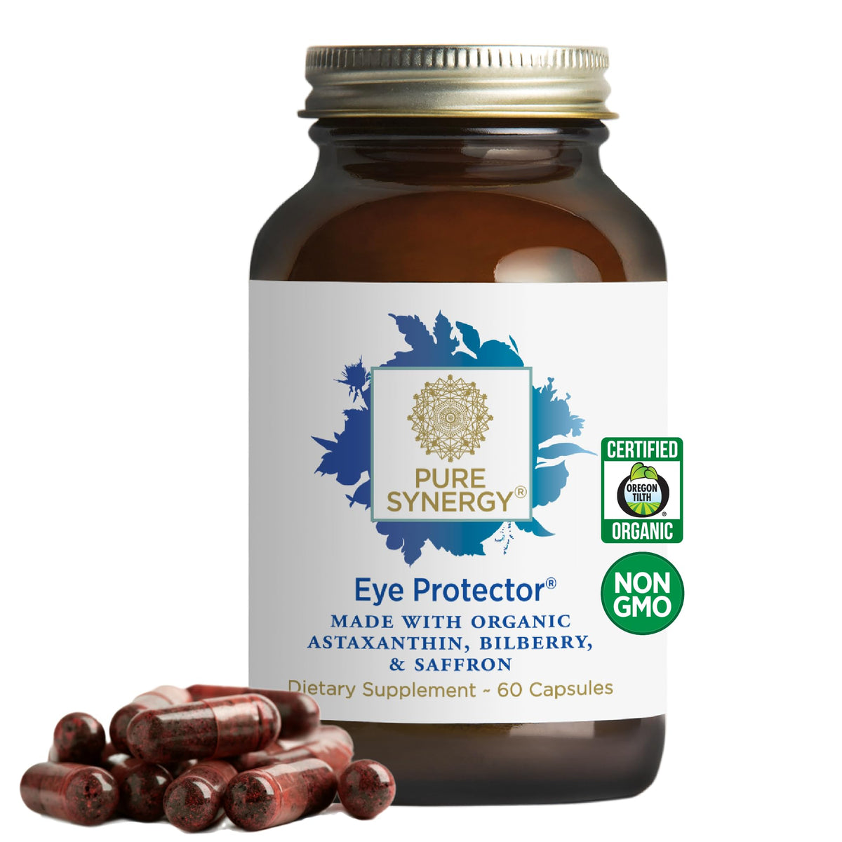 PURE SYNERGY Augenschutz | 100 % natürliches, veganes Nahrungsergänzungsmittel für die Augengesundheit | mit Bio-Astaxanthin, Lutein und Zeaxanthin | für gesundes Sehvermögen (60 Kapseln)