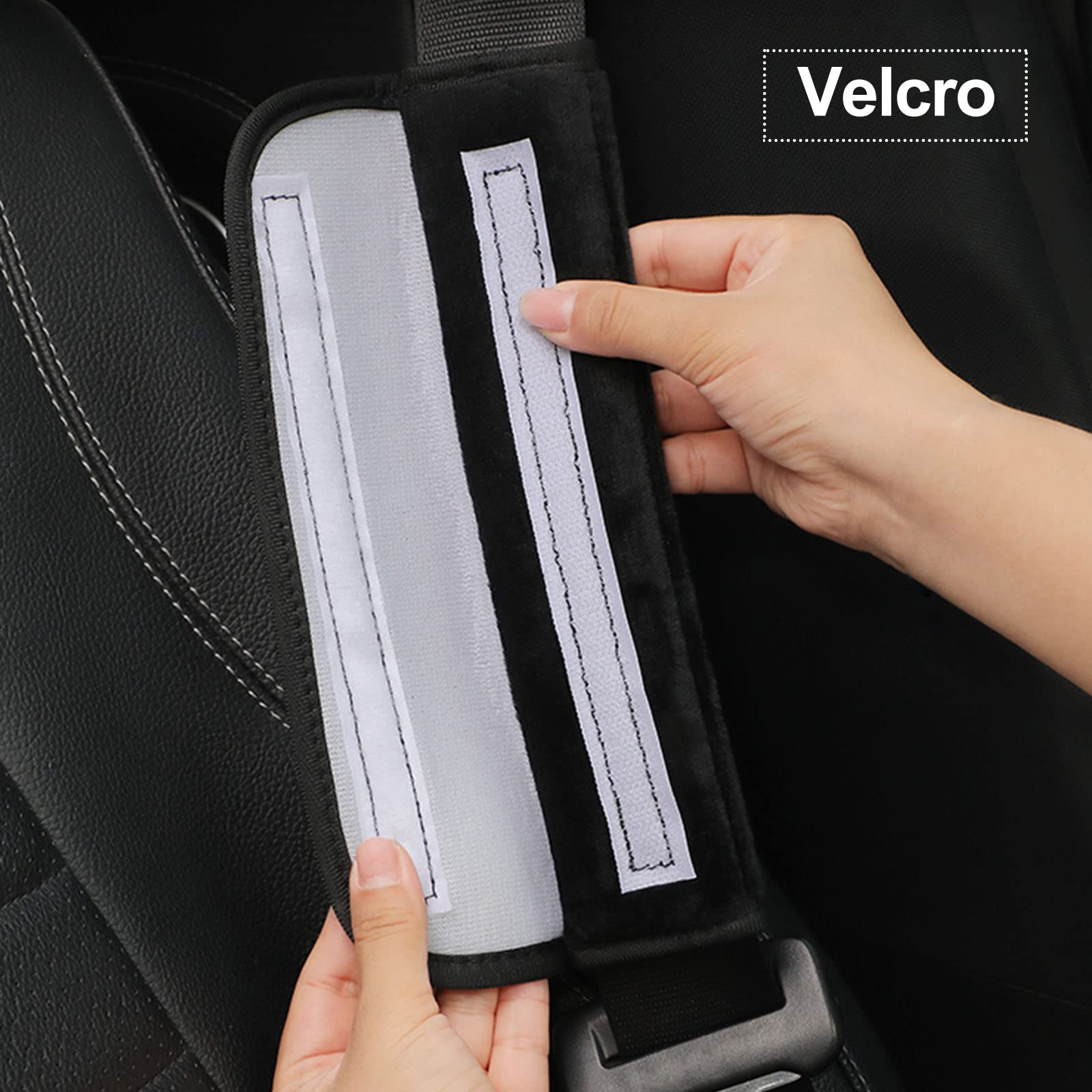 Medsuo 2 Pack Universal Soft and Comfortable Car Seat Belt Pads Harness Pads Pram Strap Covers Backpack Shoulder Pad Automotive Seat Belt Cushion Pad Cover for Adults - Black