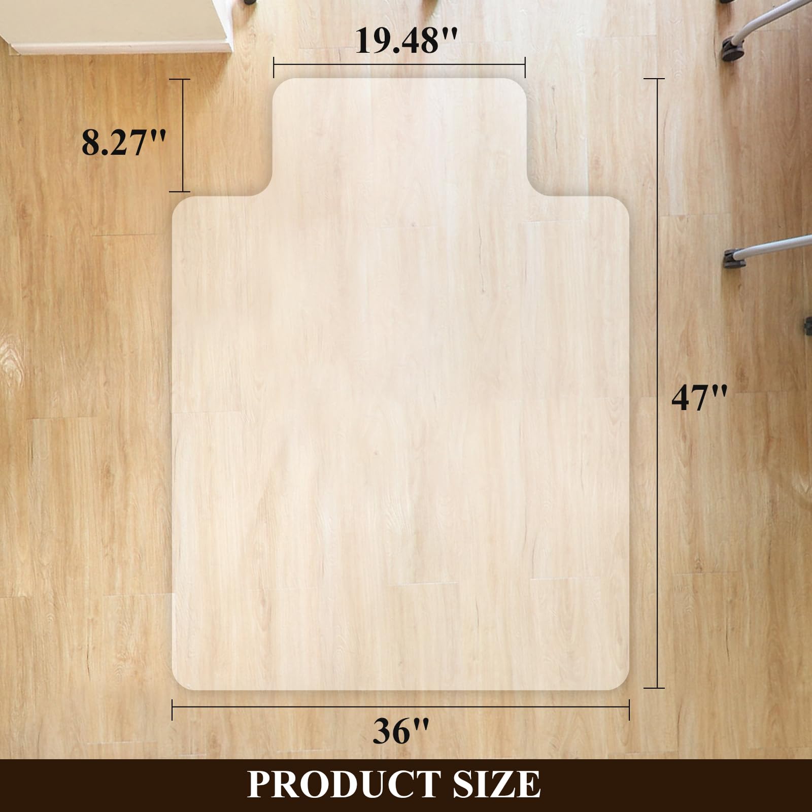SHAREWIN Office Chair Mat for Hardwood Floors - 36"x47" Desk Chair Mats Home Floor Protector Heavy Duty - Easy Clean