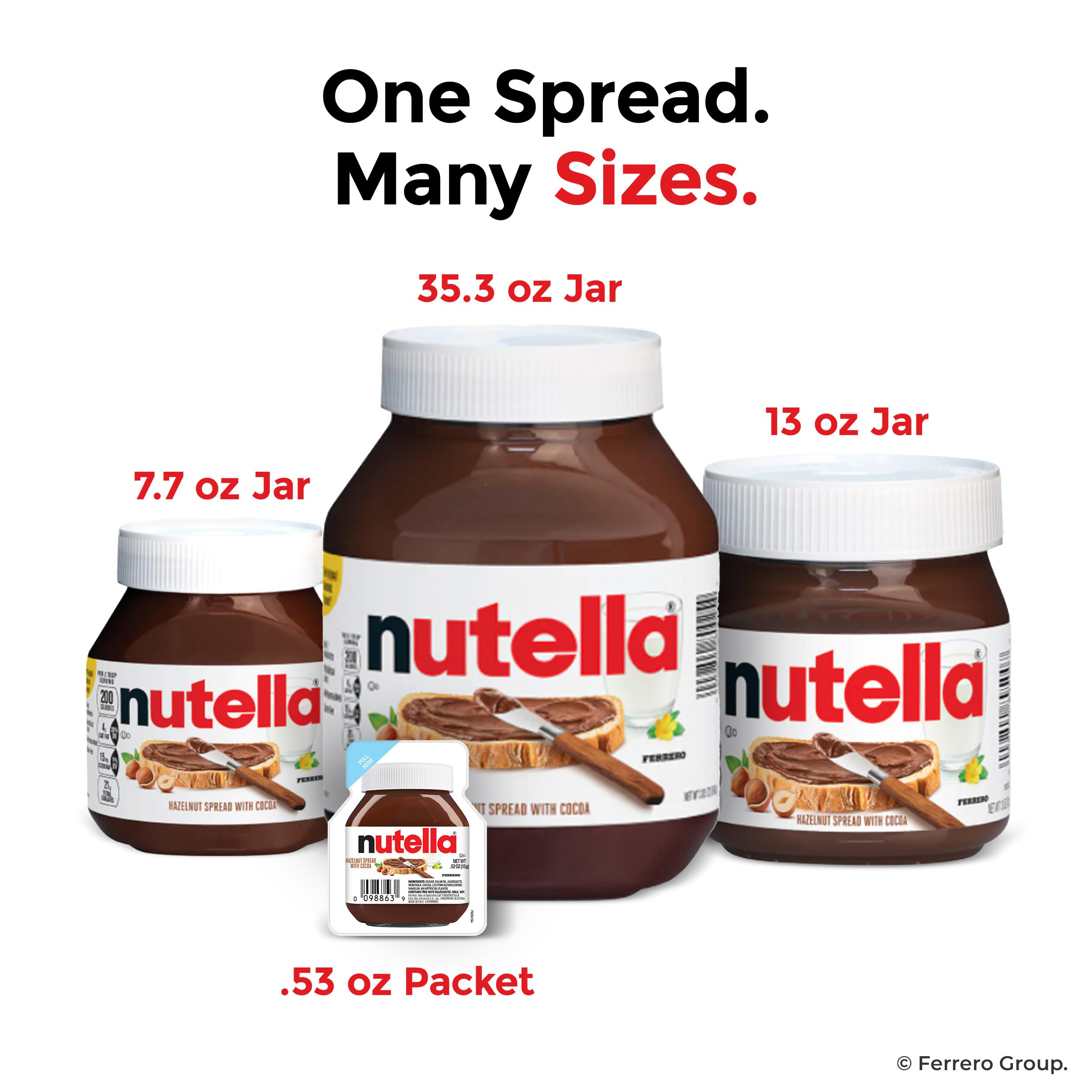 Nutella Hazelnut Spread with Cocoa, Creamy Hazelnut Spread, Breakfast Favorite, 13 oz Jar