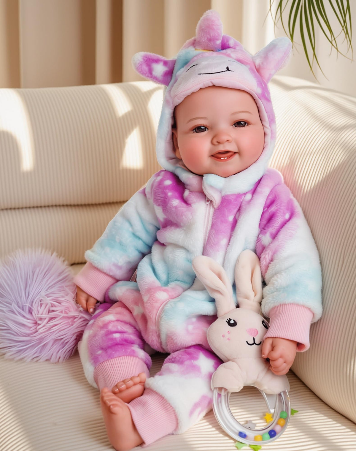 BABESIDE Babypuppen, 17 Zoll große realistische niedliche Weichkörper-Babypuppe, lebensechte Babypuppen mit Zubehör für Mädchen ab 3 Jahren, zum Verschenken, Rollenspielen, Sammeln