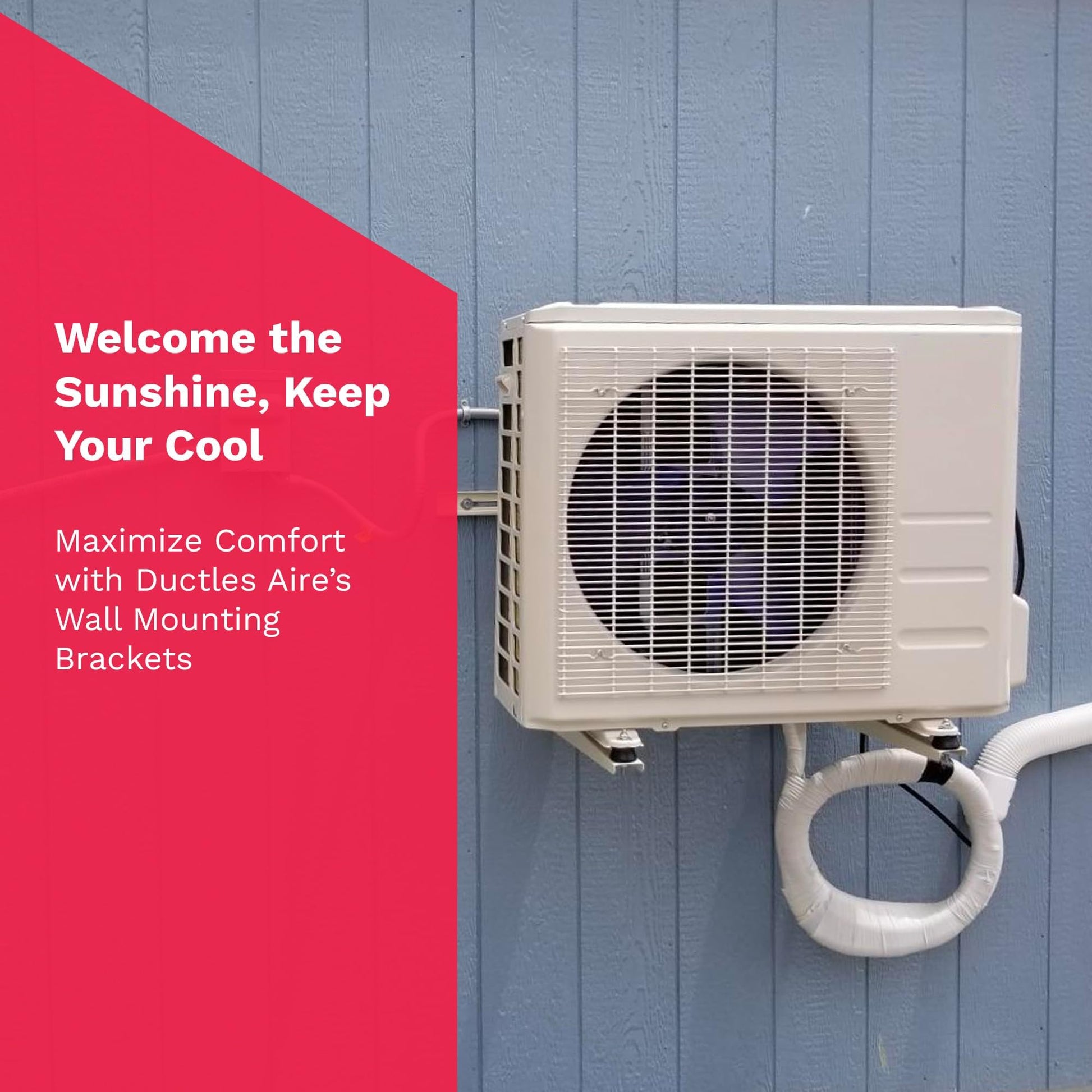DuctlessAire Outdoor Wall Bracket - Mini Split Mounting Bracket - Ductless Air Conditioner Wall Mount - Mini Split AC/Heating System - Brackets for Window AC, HVAC, Heat Pump & More (9000-36000 BTU)