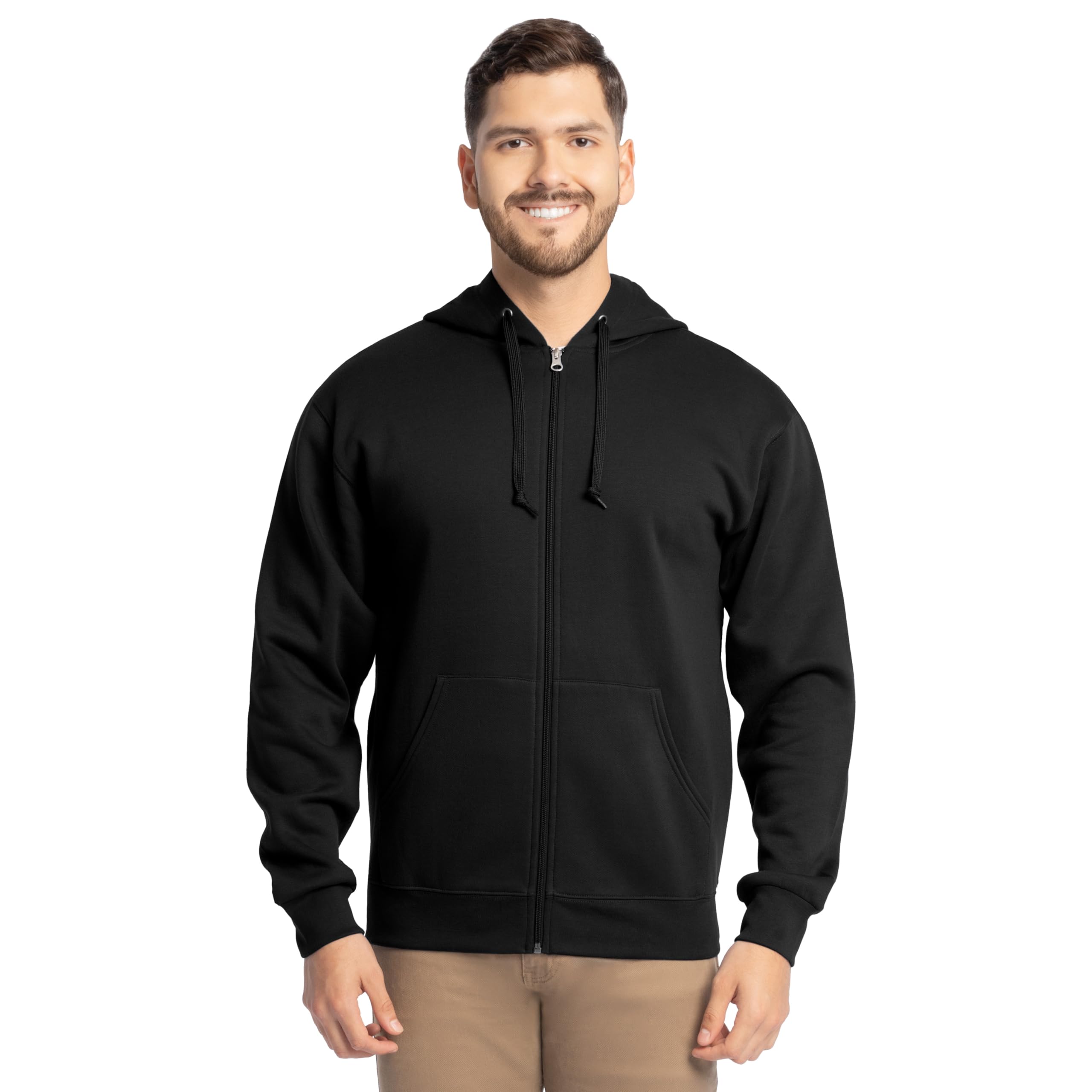 Fruit of the Loom Eversoft Fleece Hoodies, Pullover, Moisture Wicking & Breathable, Sizes S-4x, Black Full Zip, Medium