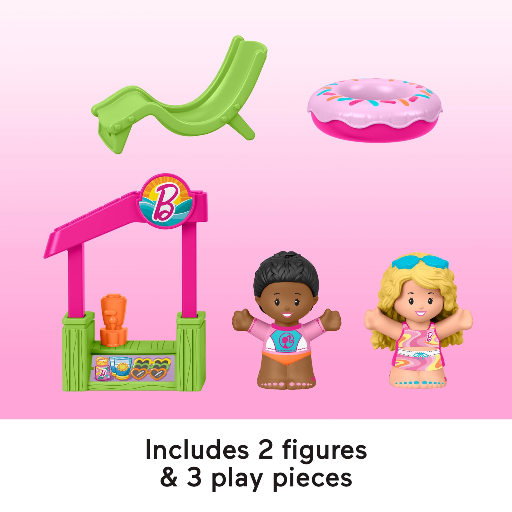 Fisher-Price Little People Toddler Toy Barbie Beach House Playset, Figures and Accessories for Preschool Pretend Play Kids Ages 18+ Months