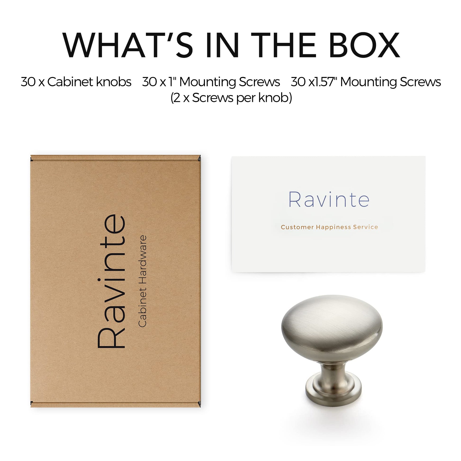 Ravinte 30 Pack Brushed Nickel Round Zinc Cabinet Knobs for Kitchen Bathroom Closet Dresser Cabinets
