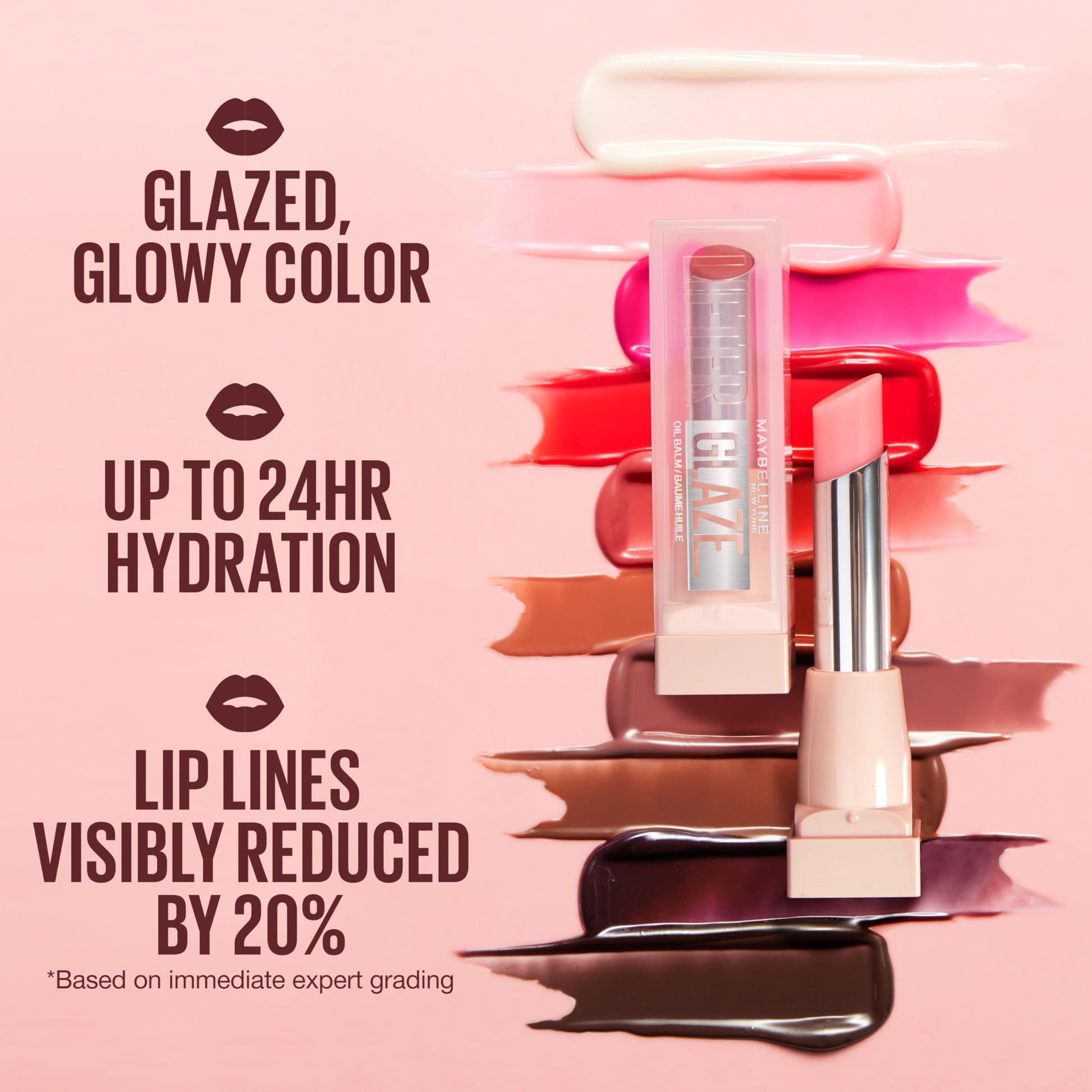 Maybelline Lifter Glaze Oil Balm with Hyaluronic Acid and Hydrating Oil Blend, Lip Balm with 24HRs of Smooth, Moisturizing Shine, Berry Haze (Sheer Cool Mauve)