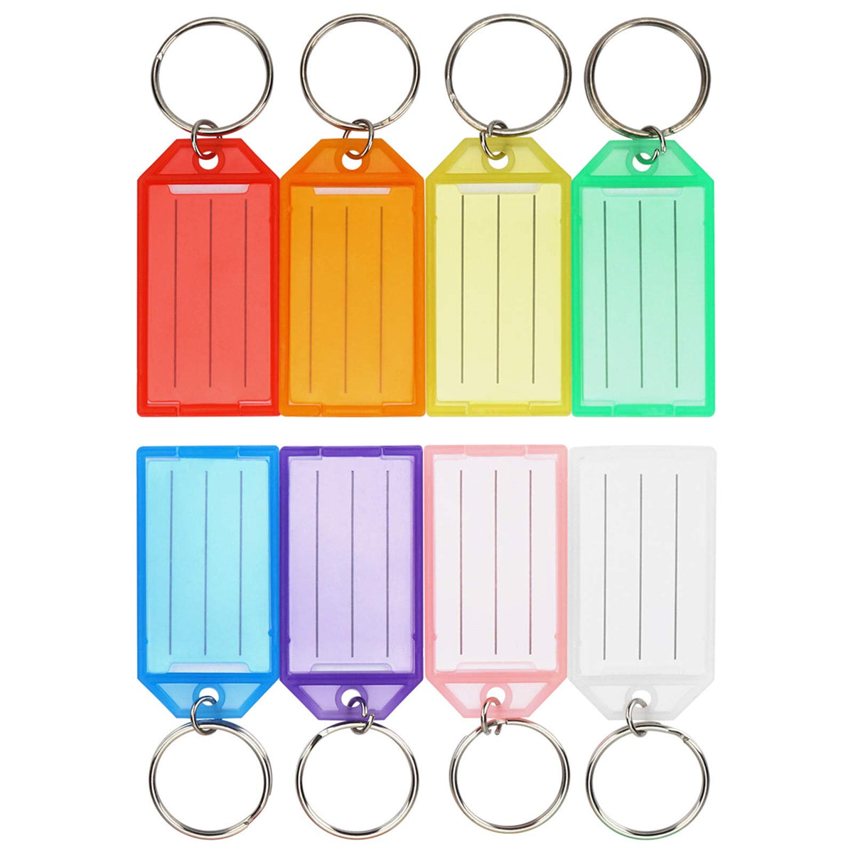 Cuttte 16 Pack Plastic Key Tags, Key Labels with Ring and Label Window, 8 Colors
