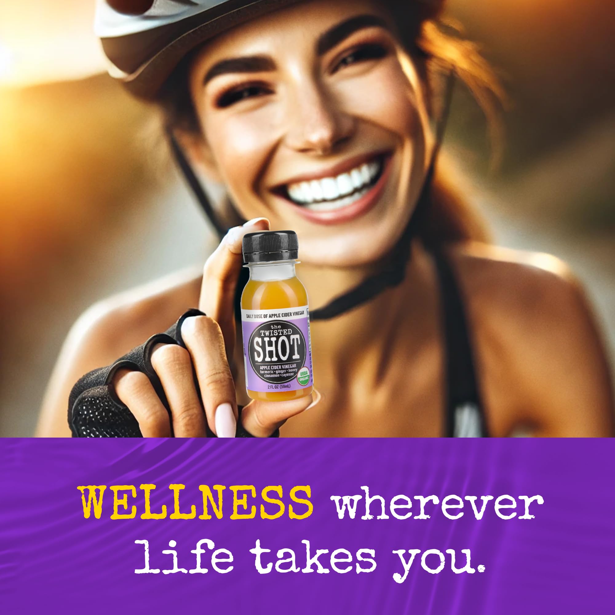 The Twisted Shot | Organic Apple Cider Vinegar Wellness Shots with Ginger, Turmeric, Honey, Cinnamon and Cayenne | Digestion, Immunity and Gut Health Support | Ready to Drink | 12, 2 oz Mini Bottles