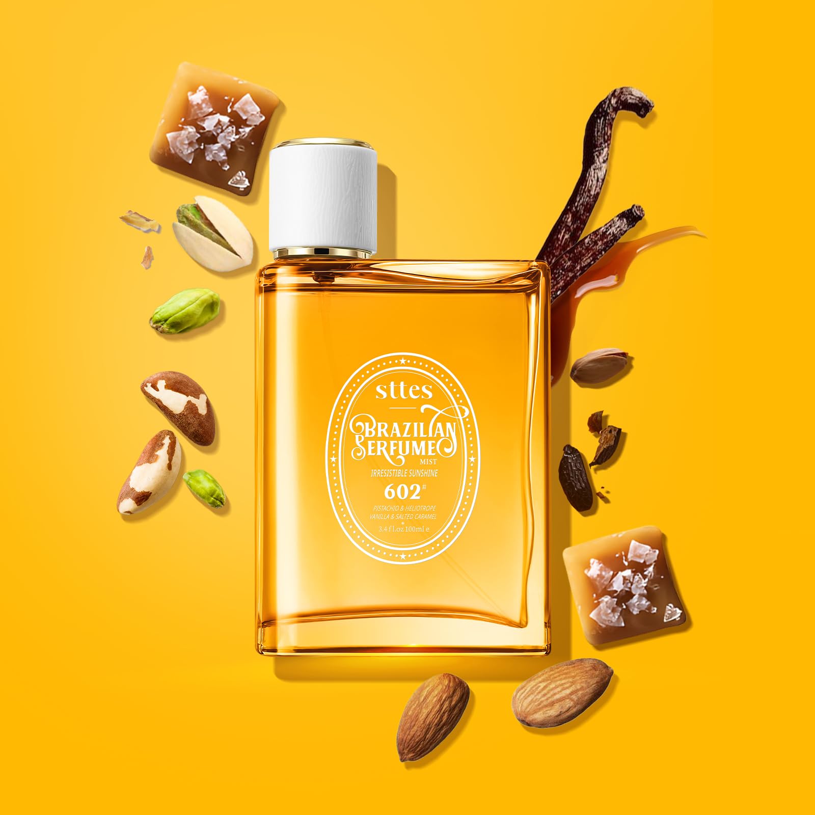 Sttes Perfume 602# (Irresistible Sunshine) - Eau de Perfume 100ml (3.4fl oz) Vanilla Gourmet Tune (Caramel Vanilla Flavor)