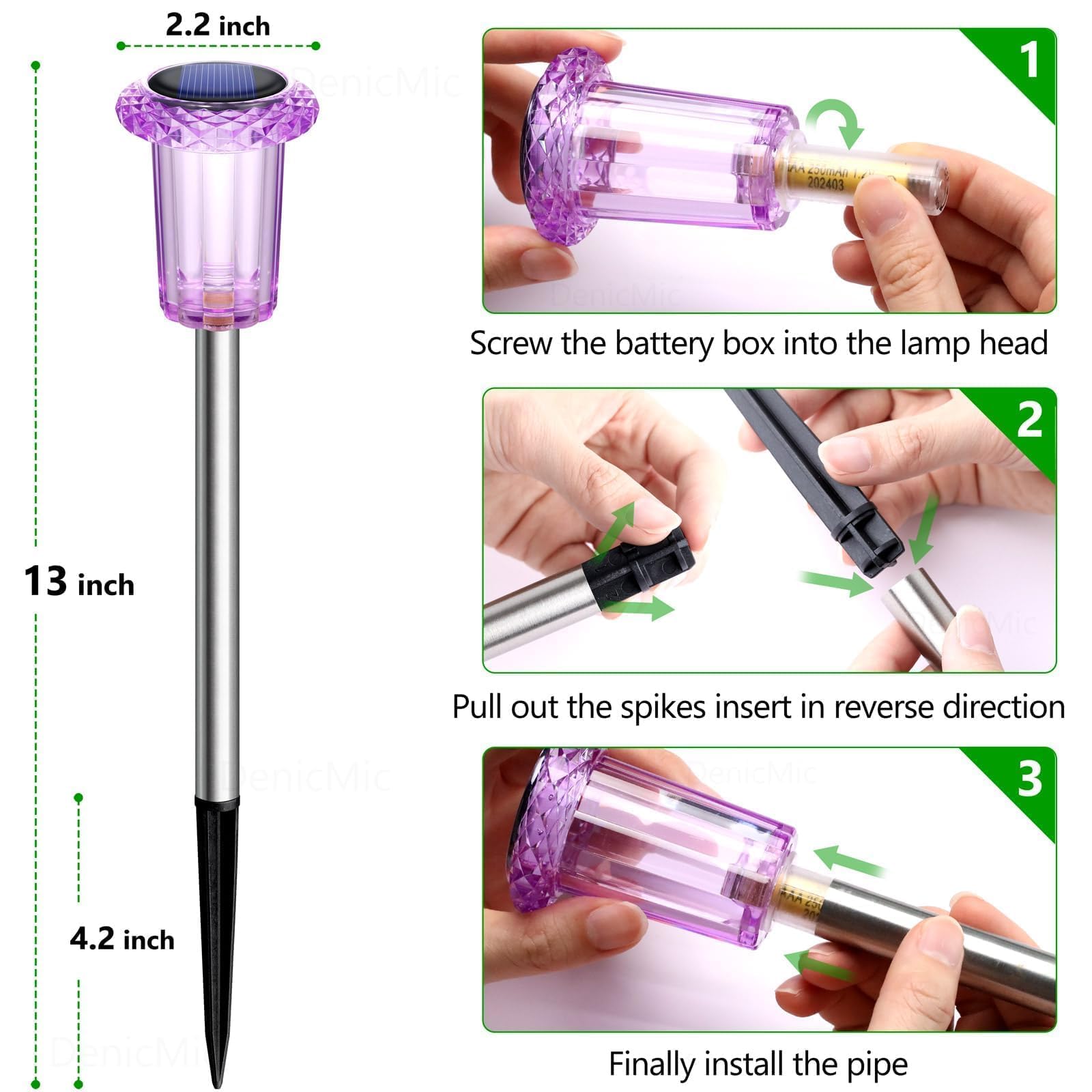 DenicMic Halloween Solar Lights Outdoor 10 Pack Purple LED Waterproof Yard Garden Patio Backyard Pathway Walkway Landscape Path Lawn Outside Halloween Decorations Outdoor
