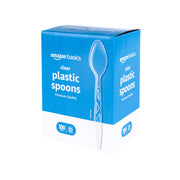 Amazon Basics Disposable Clear Plastic Spoons, Premium Quality, 100 Count, Large Pack