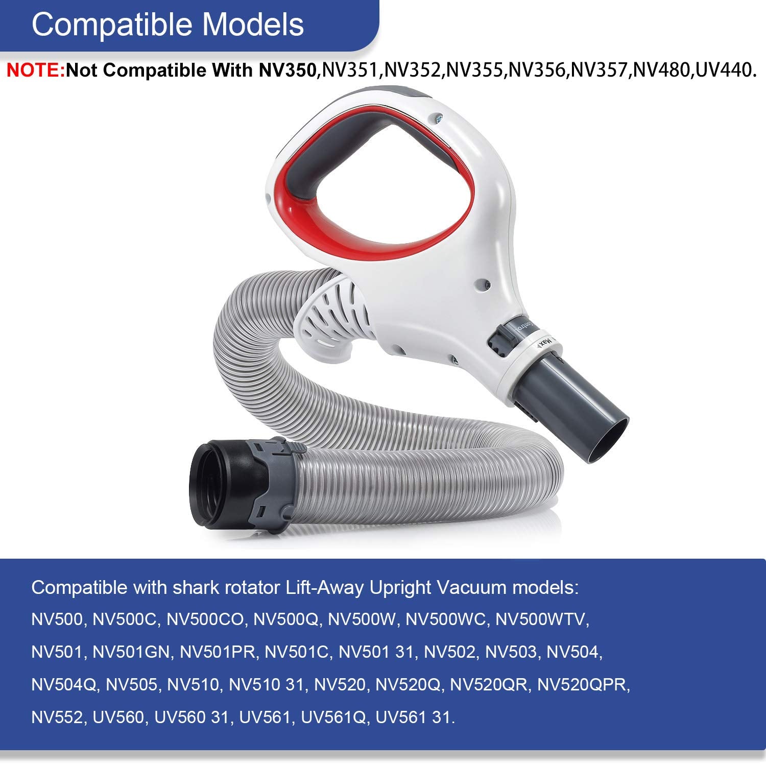 Upgraded Replacement Shark Rotator Hose Handle Compatible for Shark Rotator Pro Lift-Away NV500, NV501, NV502, NV503, NV504, NV505, NV510, NV520, NV552, UV560 More Models, Replaces # 1245FC500 (Red)