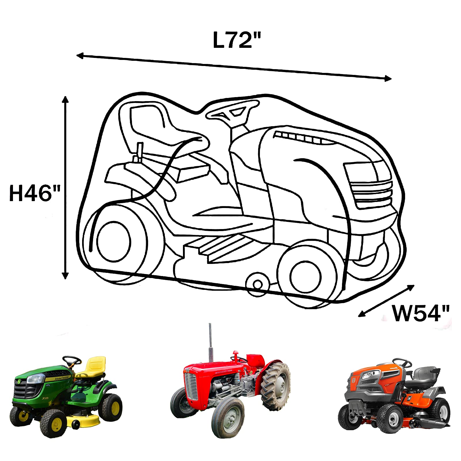 Szblnsm Riding Lawn Mower Cover, Waterproof Tractor Cover Fits Decks up to 54", Heavy Duty 420D Polyester Oxford, Covers Against Water, UV, Dust, Dirt, Wind for Outdoor Lawn Mower Storage