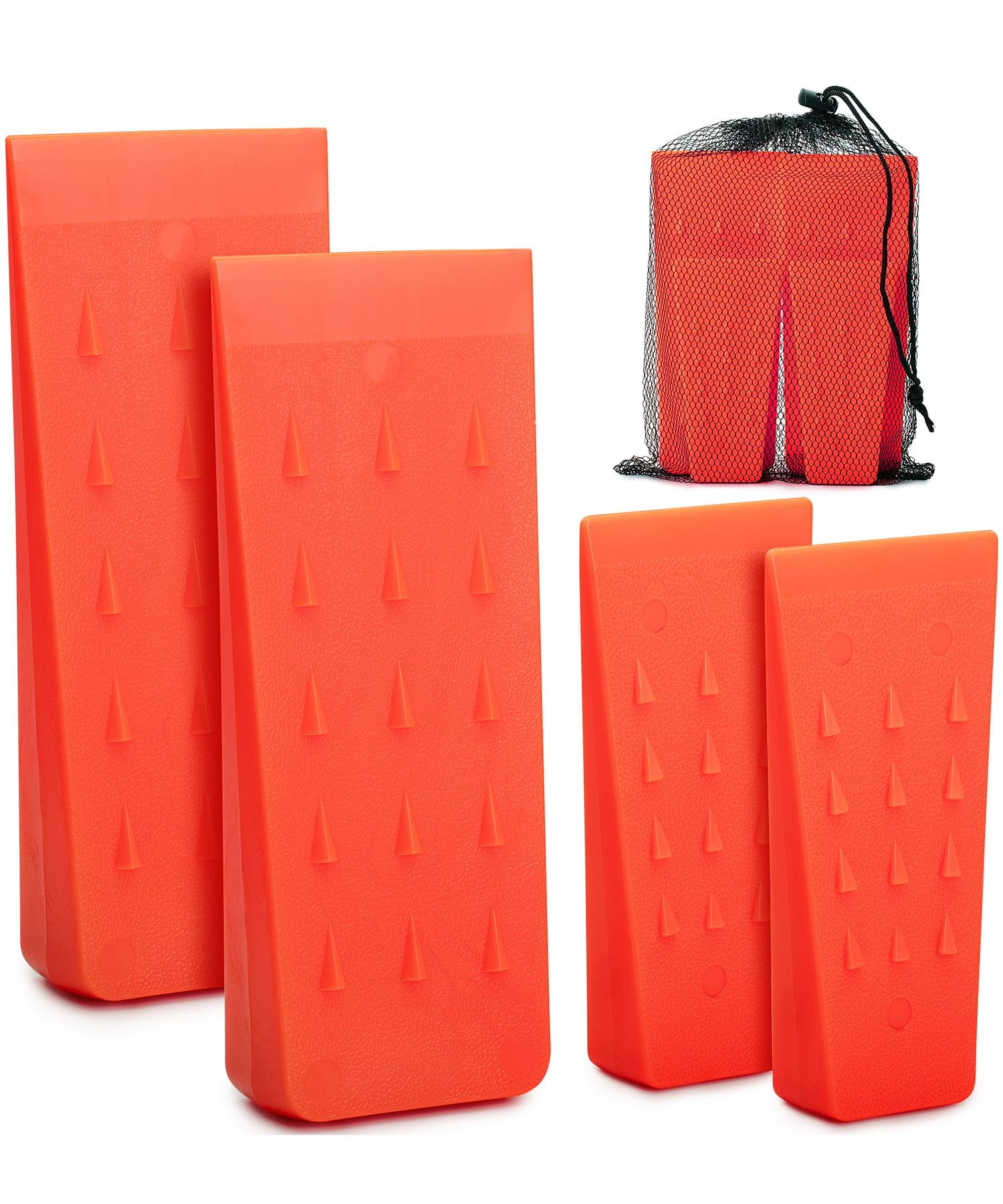 UNCO – Baumfällkeile mit Spikes, 4er-Pack, 5,5" & 8" Keile mit Aufbewahrungstasche, Spaltkeil, Kunststoffkeile, Forstwerkzeuge und -ausrüstung, Kettensägenkeile für Bäume