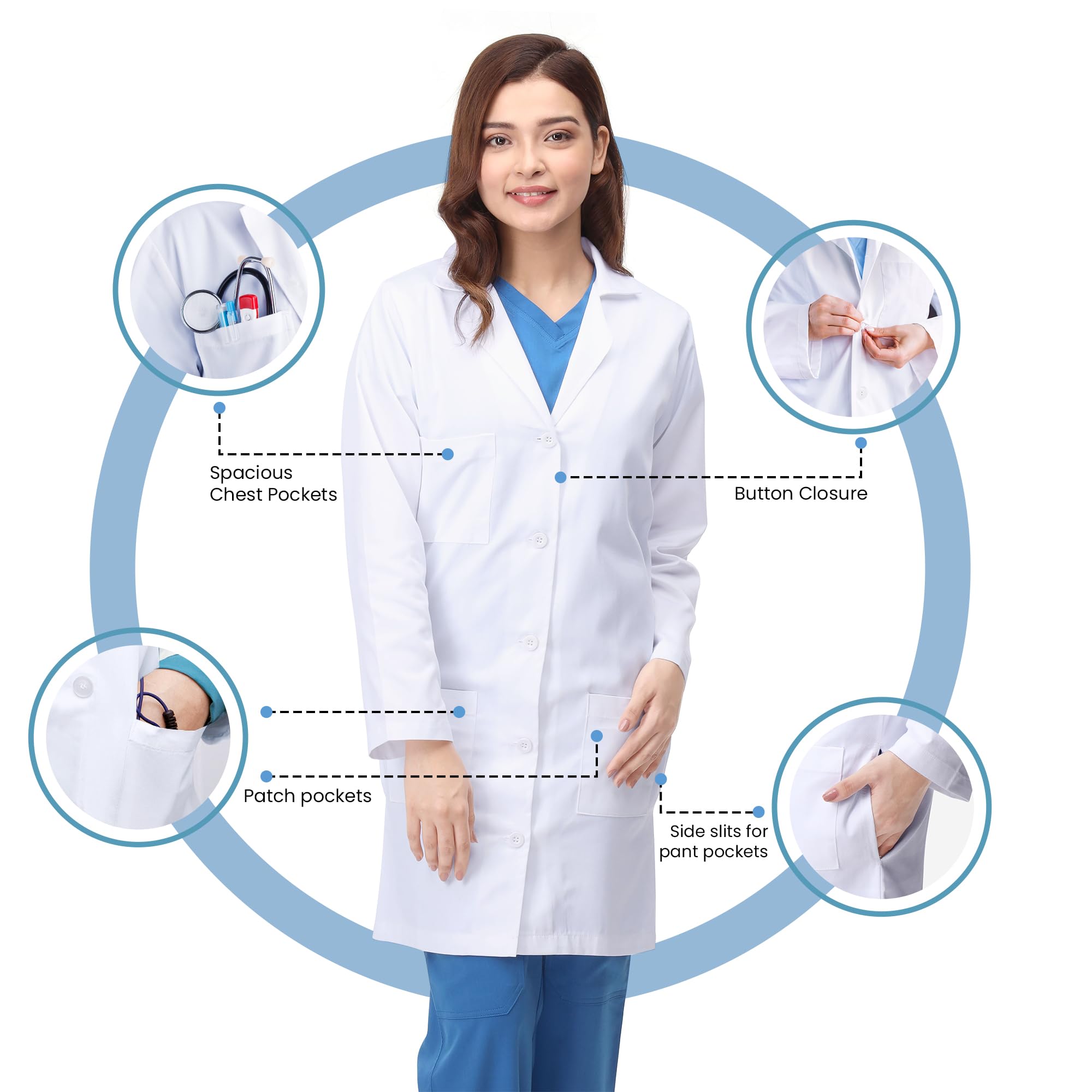 NY Threads Professional Lab Coat for Women, Long Sleeve Medical Coat 1 Pack, Small, White