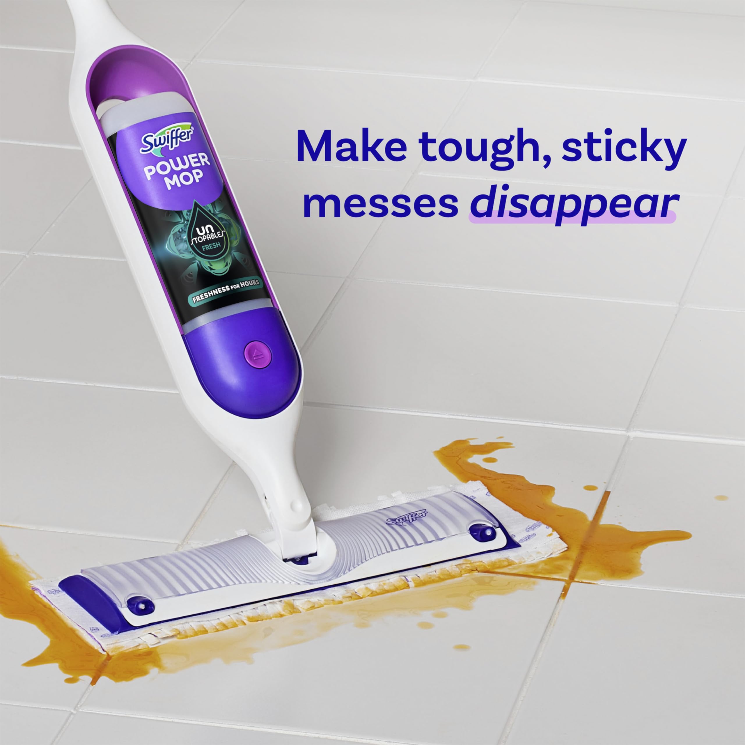 Swiffer PowerMop Floor Cleaning Solution with Unstopables Fresh Scent, PowerMop Refills, Floor Cleaner for Mopping, 25.3 fl oz, 2 Pack