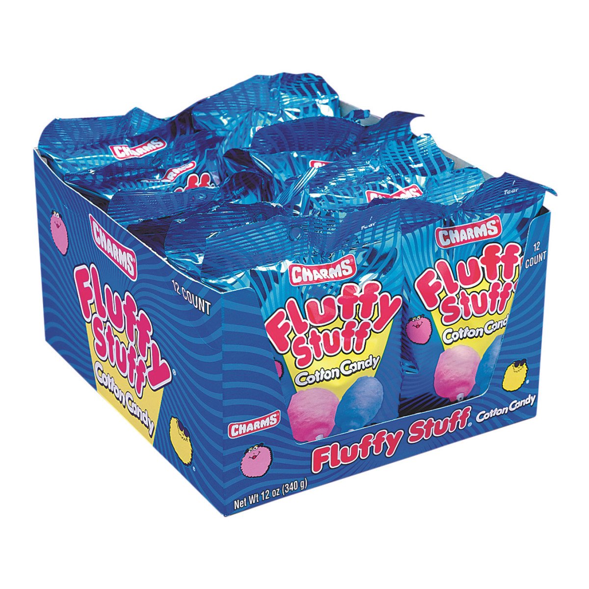 Fluffy Stuff Zuckerwatte - Rosa und Blaue frisch gesponnene Zuckerwatte Retro Süßigkeit - Jahrmarkt Zuckerwatte in Stay Fresh Packungen für Geschenke, Gastgeschenke - Packung mit 12 28g Beuteln