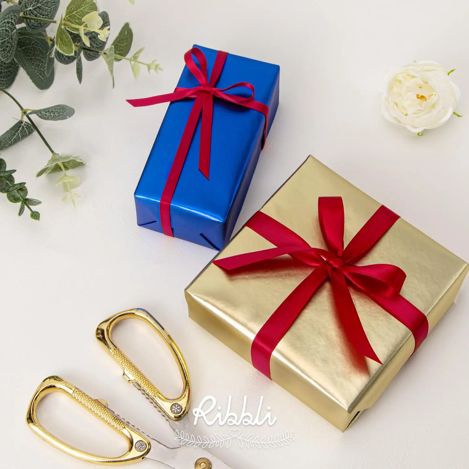 Ribbli Red Satin Ribbon,Double Faced Satin 1/4 inch x Continuous 50 Yards,Red Ribbon Use for Bows Bouquet,Gift Wrapping,Wedding Decoration,Floral Arrangement