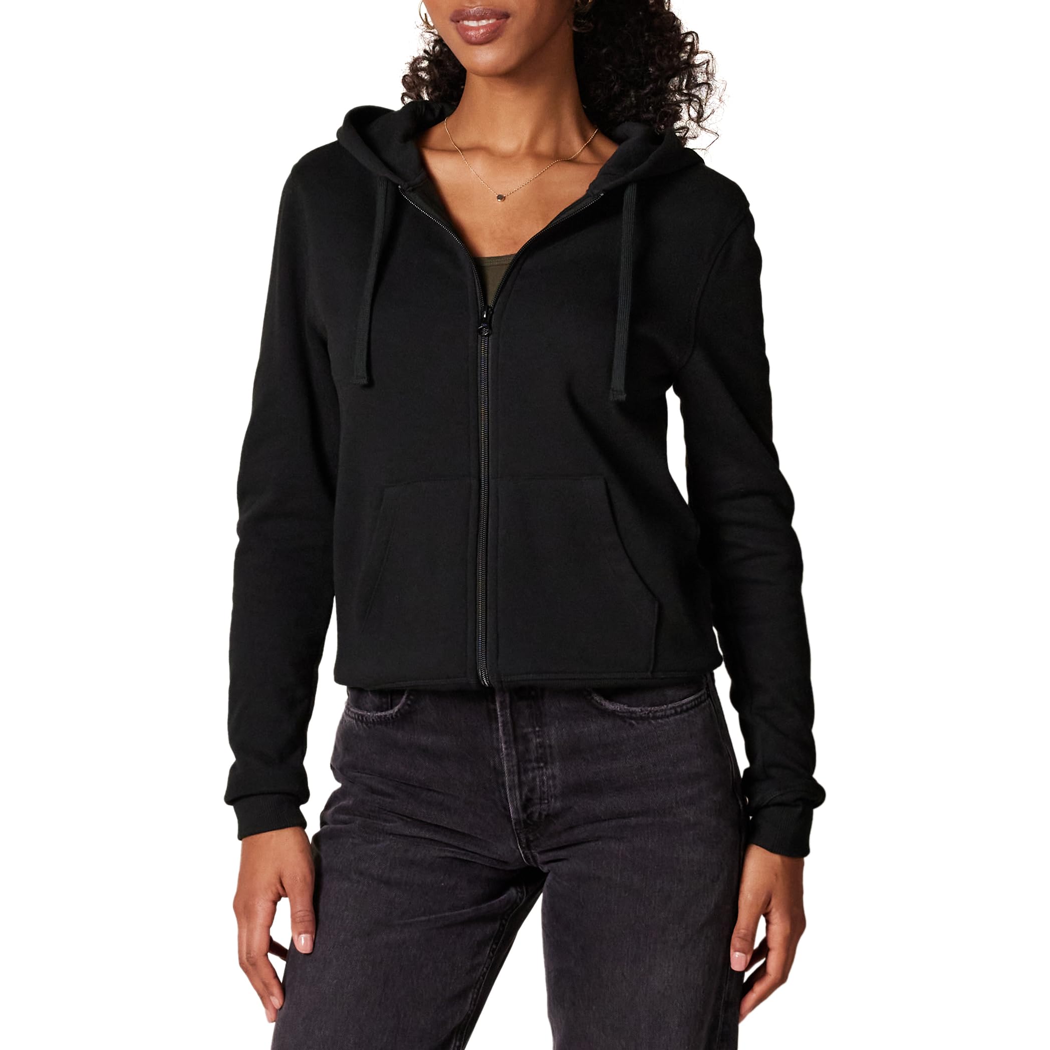 Essentials Women's Fleece Full-Zip Hoodie (Available in Plus Size), Black, X-Large