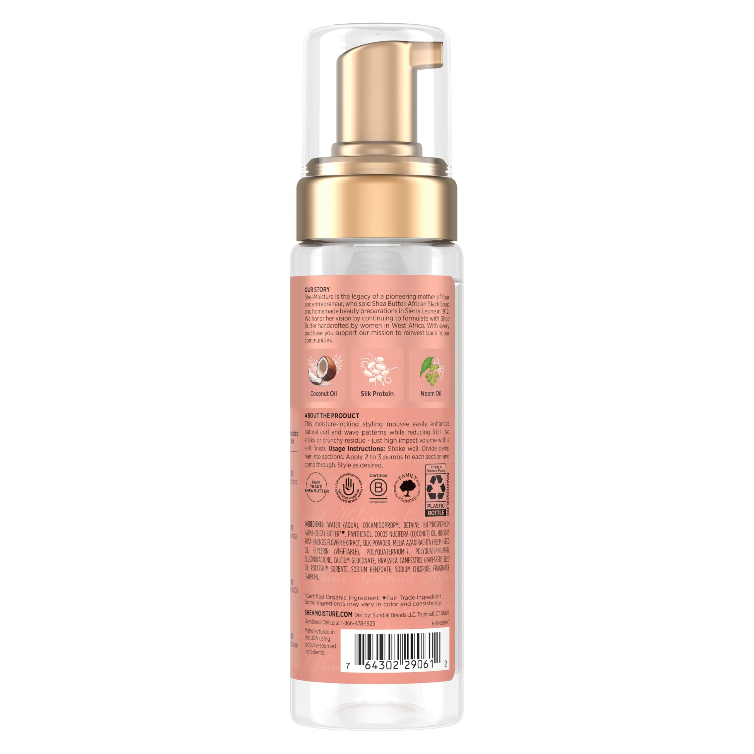 Shea Moisture Curl Mousse Coconut and Hibiscus for Frizz Control Styling Mousse with Shea Butter 7.5 oz