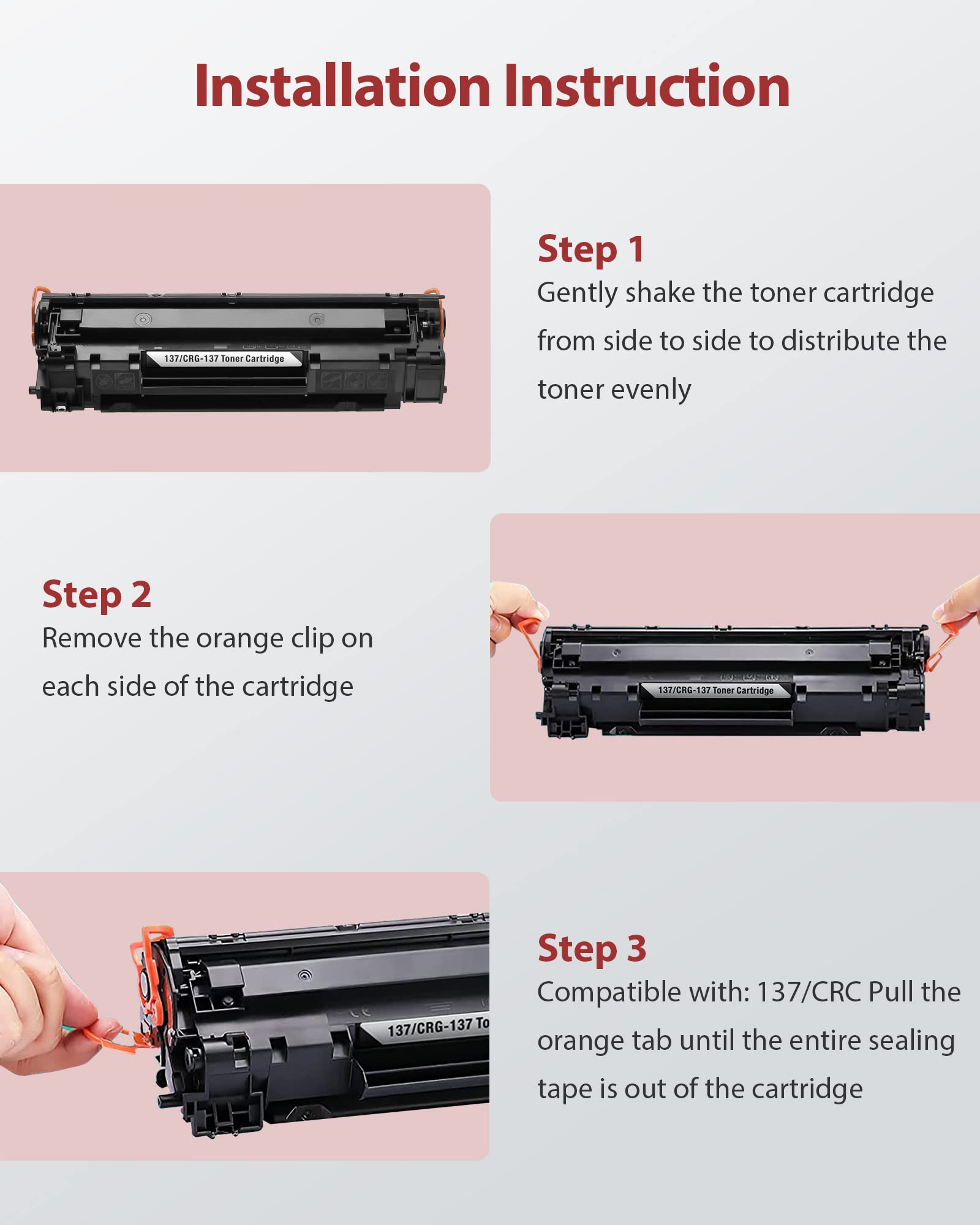 AOLIBE 137 Compatible Black Toner Cartridge Replacement for Canon 137 Black Toner Cartridge, Use for Canon MF232w, MF242dw, MF212w, MF216n, 2 Pack