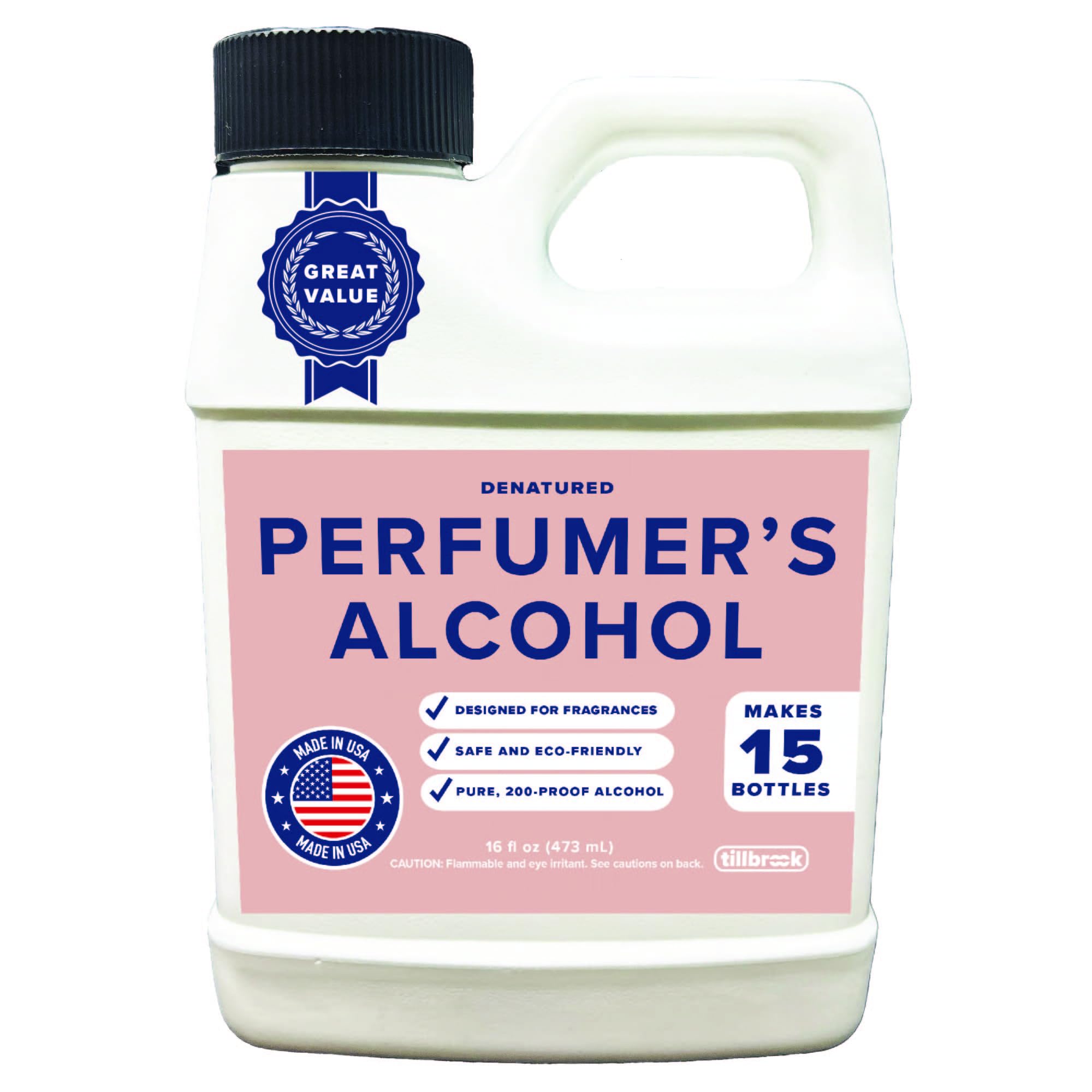 Perfumer's Alcohol - 16 oz Tillbrook Perfume Grade Alcohol for Fragrance Making Kit - Denatured Alcohol - Base for Making Luxury Perfume - No Methanol & No Fermentation Scent - TSDA SD-40b