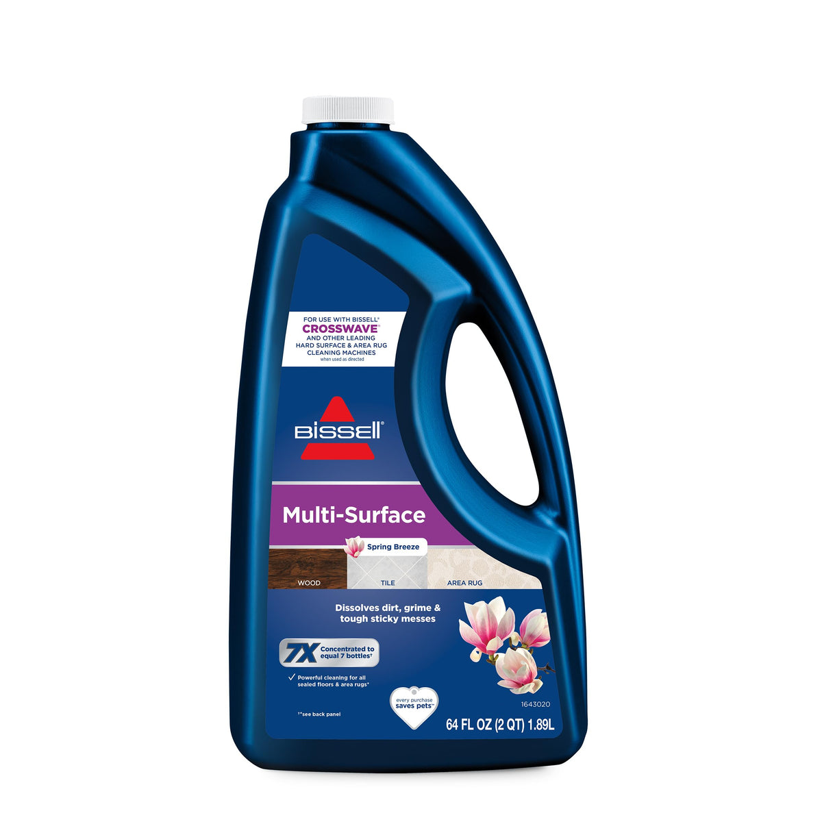 Bissell MultiSurface Floor Cleaning Formula-Crosswave and Spinwave, 17891, 64oz, Removes Everyday Dirt and Grime, Safe on Sealed Hard Floors, Tile, Laminate, Area Rugs, Spring Breeze
