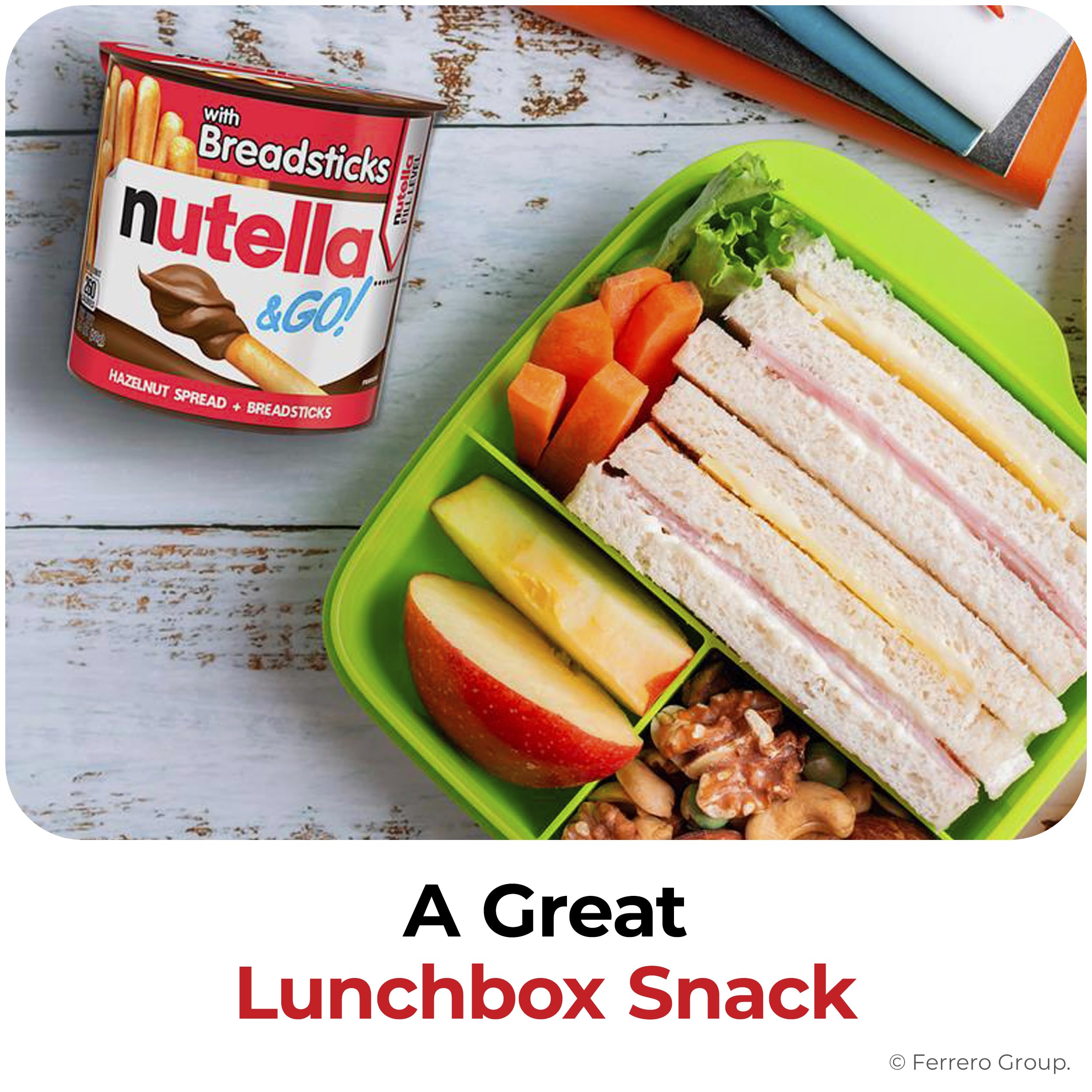 Nutella & GO! Bulk 24 Pack, Hazelnut and Cocoa Spread with Breadsticks, Stocking Stuffers, Snack Cups, 1.8 oz Each​