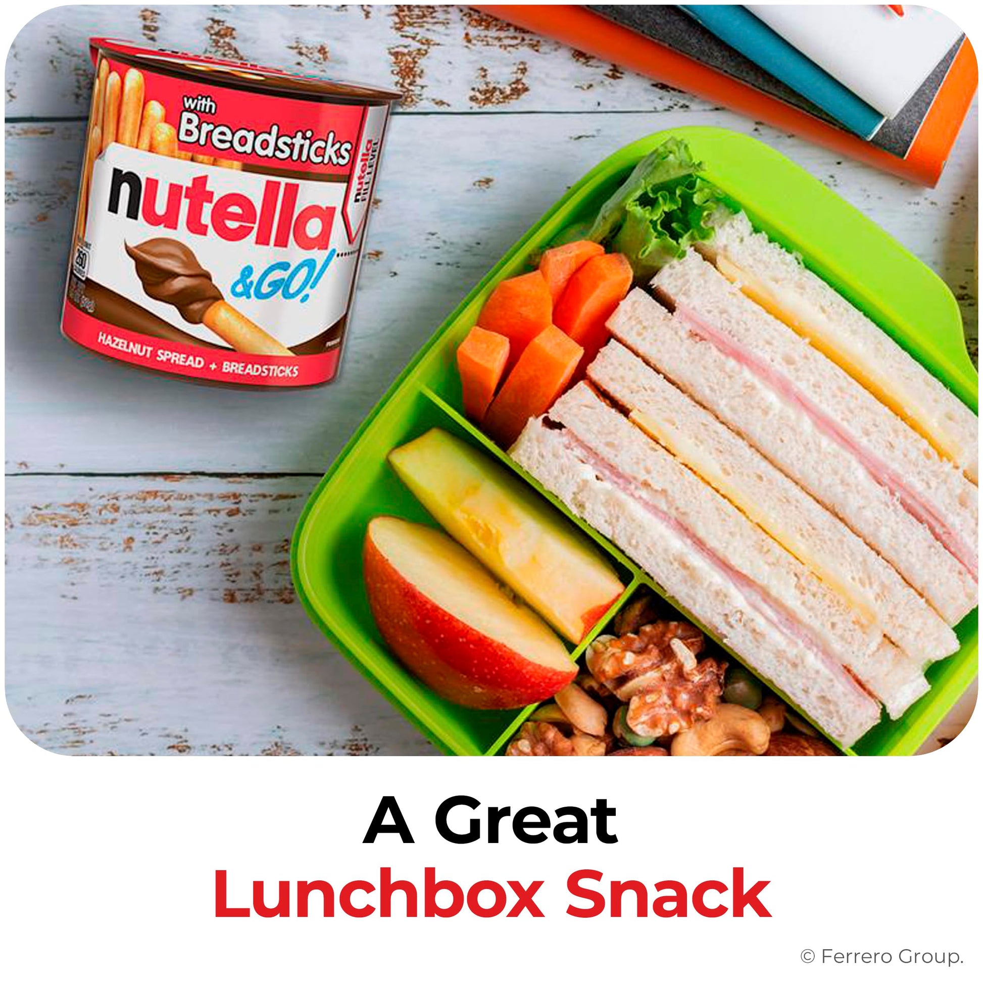 Nutella & GO! Bulk 12 Pack, Hazelnut and Cocoa Spread with Breadsticks, Stocking Stuffers, Snack Cups, 1.8 oz Each​
