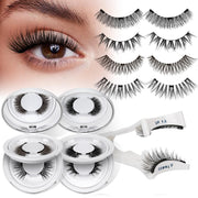 QUEWEL 4 Pairs Magnetic Eyelashes Natural Look, Reusable Magnetic Eyelashes with Applicator, No Glue Needed Lash Clusters Kit, Easy to Wear and Remove(4 Pairs-A02)