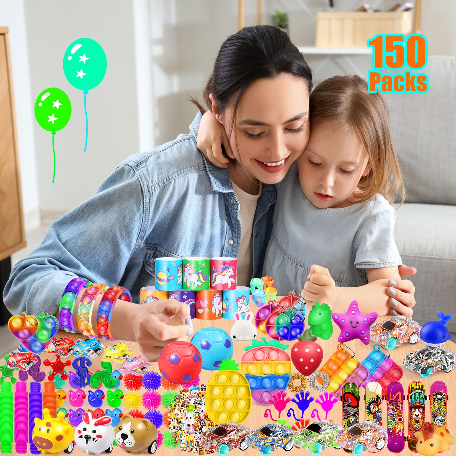 Party Favors for Kids 8-12 4-8, 150-Pack Fidget Toys Bulk, Treasure Box Toys for Classroom, Stocking Stuffers Goodie Bags, Classroom Prizes, Birthday Holiday for Boys Girls
