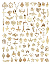 YETOOME 100 Pcs Wholesale Bulk Lots Jewelry Making Charms, Mixed Golden KC Gold Alloy Charms Pendants for Necklace Bracelet Jewelry Making and Crafting supplies