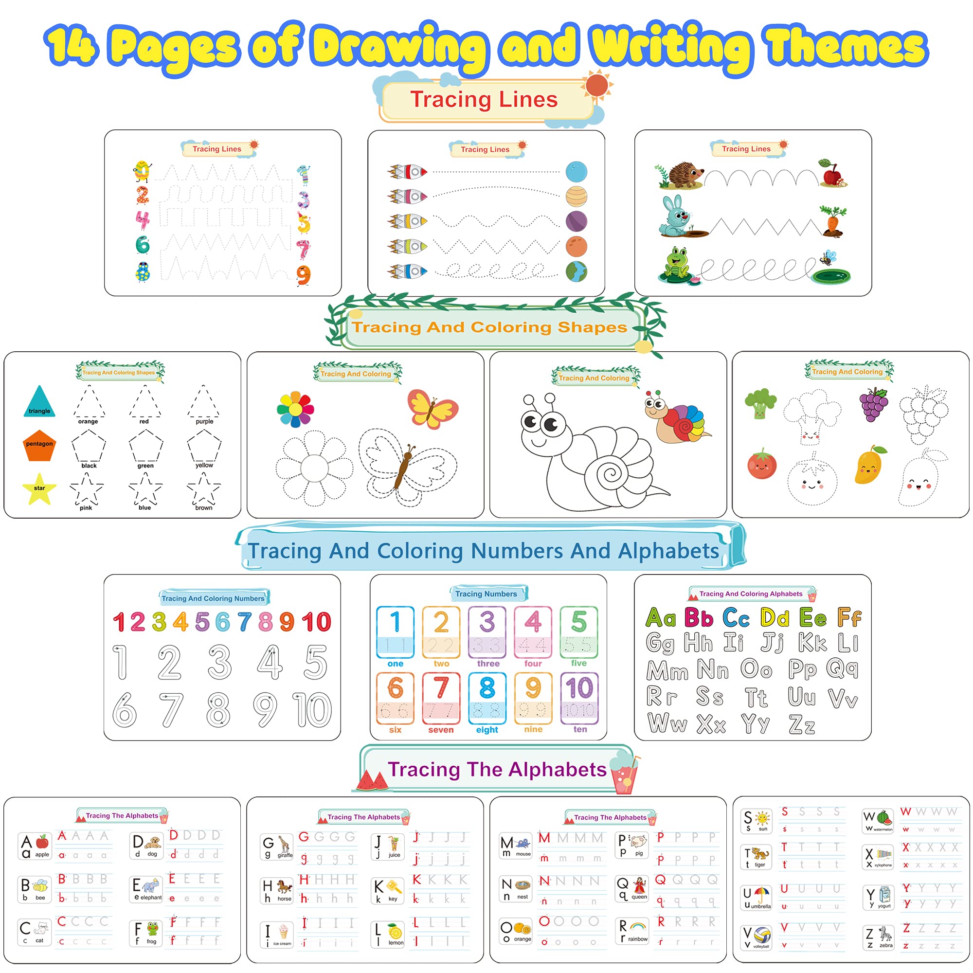 Huijing Montessori Preschool Learning Activities Busy Book - Workbook Activity Binder / Toys for Toddlers, Autism Learning Materials and Tracing Coloring Book