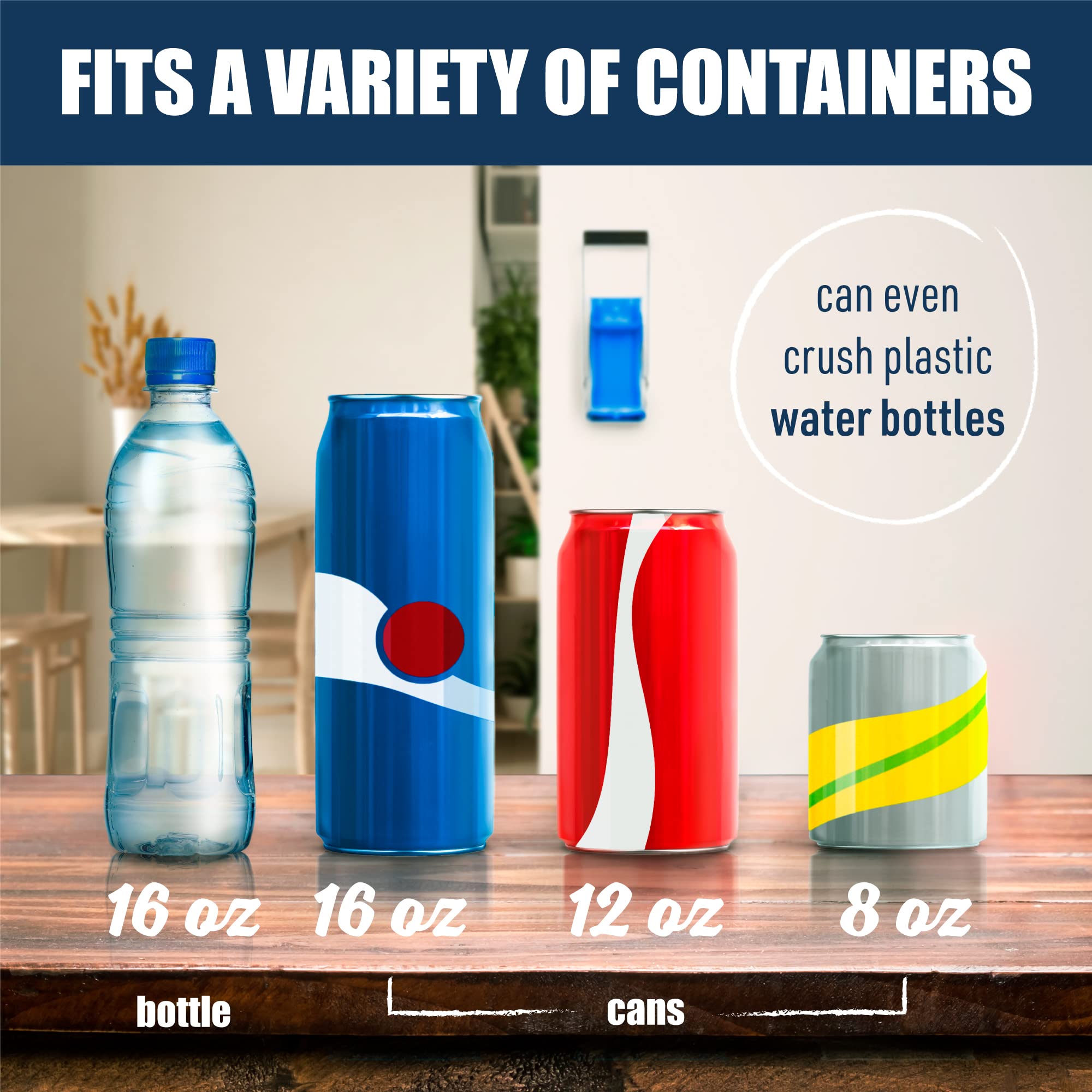 Mckay 16oz Metal Can Crusher, Heavy-Duty Wall-Mounted Smasher for Aluminum Seltzer, Soda, Beer Cans and Bottles for Recycling, Gadgets for Home (Black)