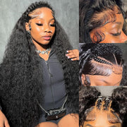 Simeider 30 Inch Deep Wave Lace Front Wigs Human Hair 13x6 HD Lace Front Wigs Human Hair Pre Plucked Brazilian Curly Human Hair Wig 200 Density Glueless Frontal Wigs For Black Women