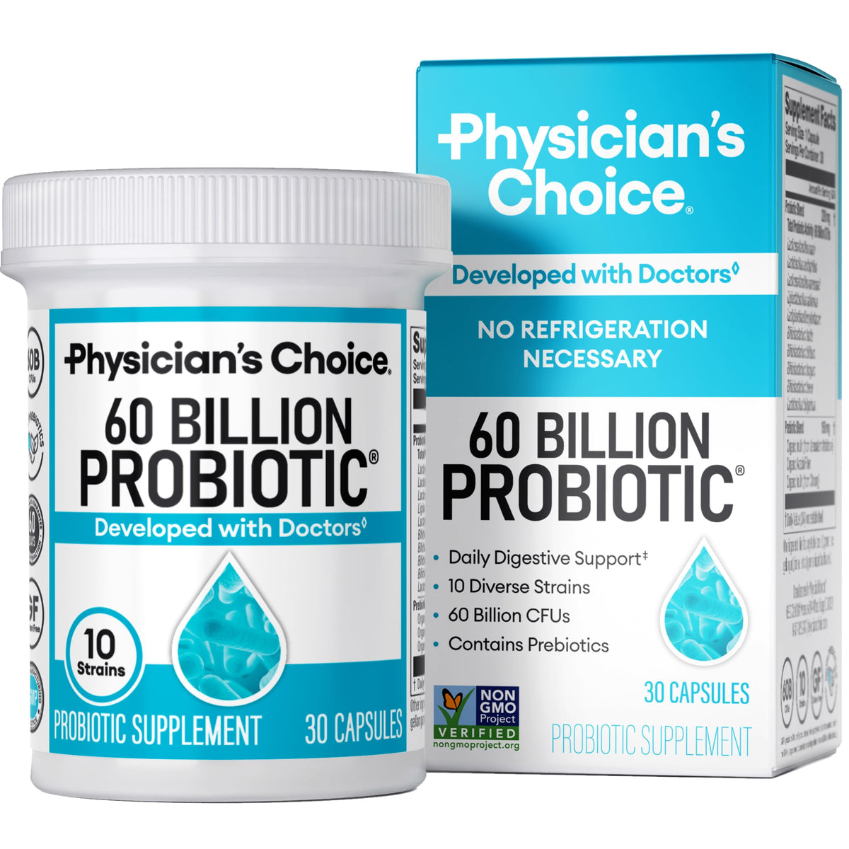 Physician's Choice Probiotika 60 Milliarden KBE – 10 Stämme + Bio-Präbiotika – Immunsystem, Verdauung & Darmgesundheit – Unterstützt gelegentliche Verstopfung, Durchfall, Blähungen & Völlegefühl – für Frauen & Männer – 30 Stück
