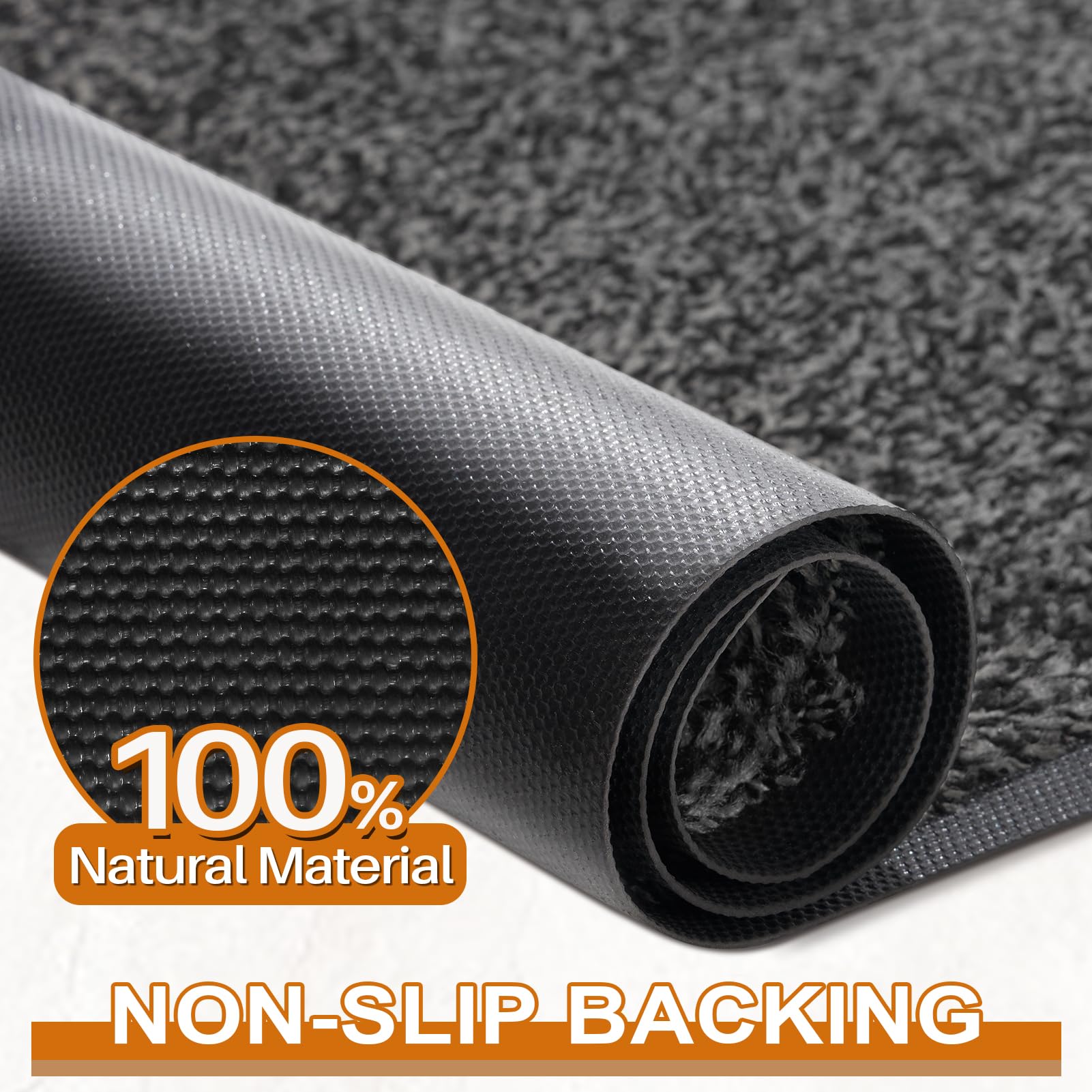 Mibao Front Door Mat, Dirt Trapper Welcome Mat for Outdoor Indoor, Non-Slip Waterproof Doormat, Durable Machine Washable Low Profile Entry Rug for Back Door Outside Patio Porch, 30" x 18", Grey