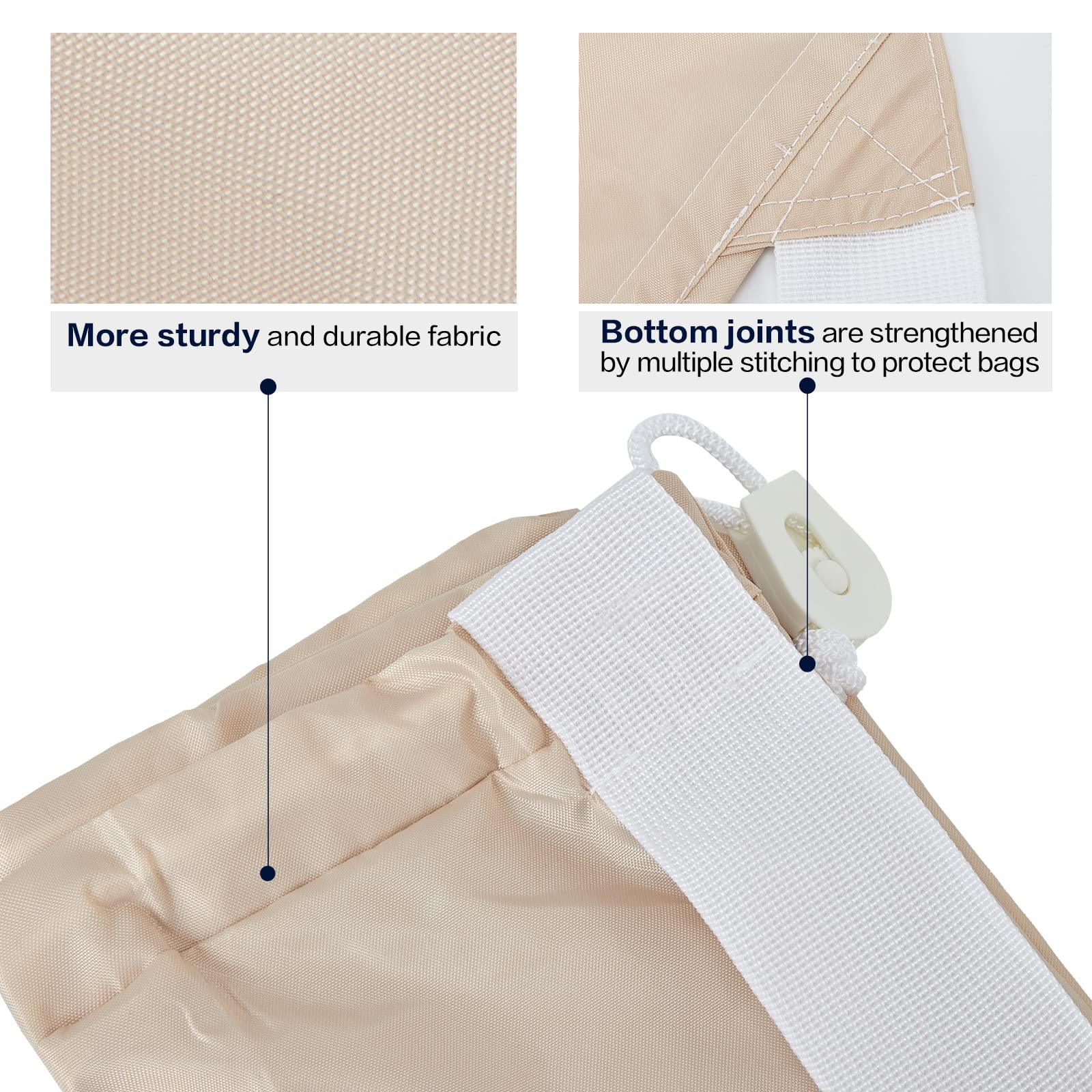 HOMEST XL Nylon Laundry Bag with Strap, Large Dirty Garments Organizer, Easy Fit a Hamper or Clothing Basket, Can Carry Up to 4 Loads of Clothes, Beige