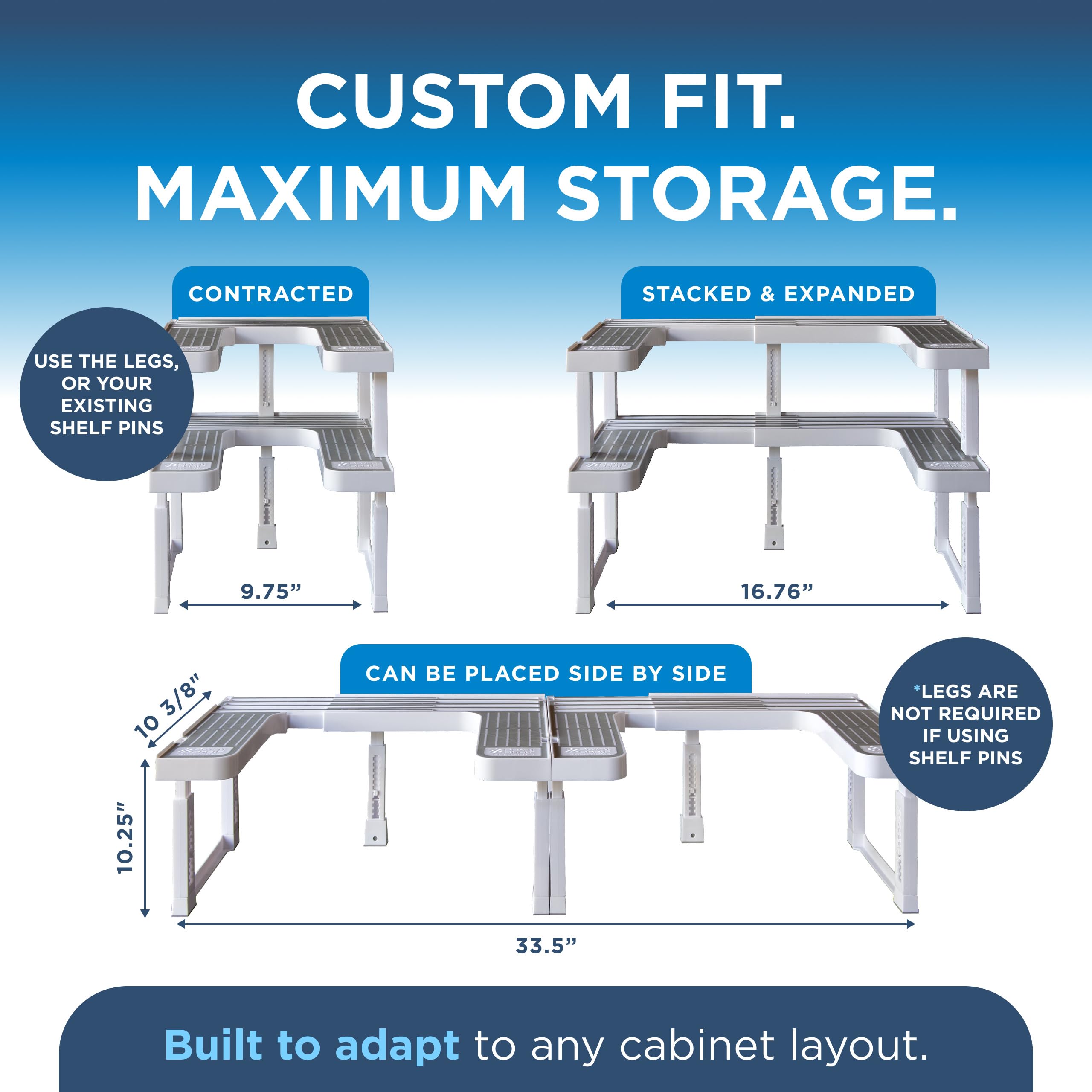 Spicy Shelf 3.0 - Expandable 2 Tiered Spice Rack Organizer for Cabinet & Pantry - Kitchen Seasoning Organizer - Cabinet Spice Racks for Inside Cabinets (Spicy Shelf Premium) - Home Organization