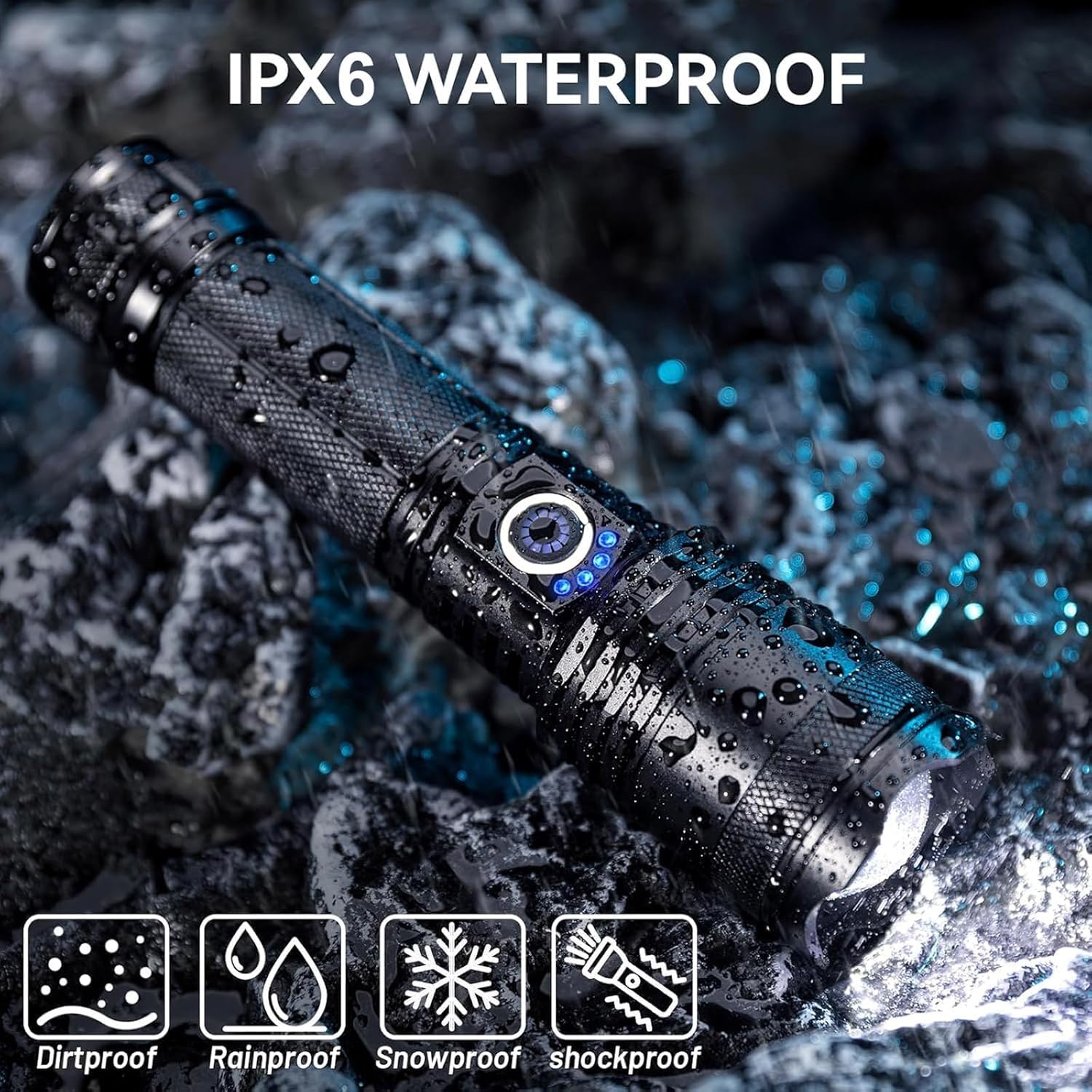 Rechargeable LED Flashlights High Lumens, 90,000 Lumens Super Bright Flashlights with 5 Modes, Waterproof Powerful Flash Light Multifunctional Flashlights for Home Camping Hiking(2 Pack)