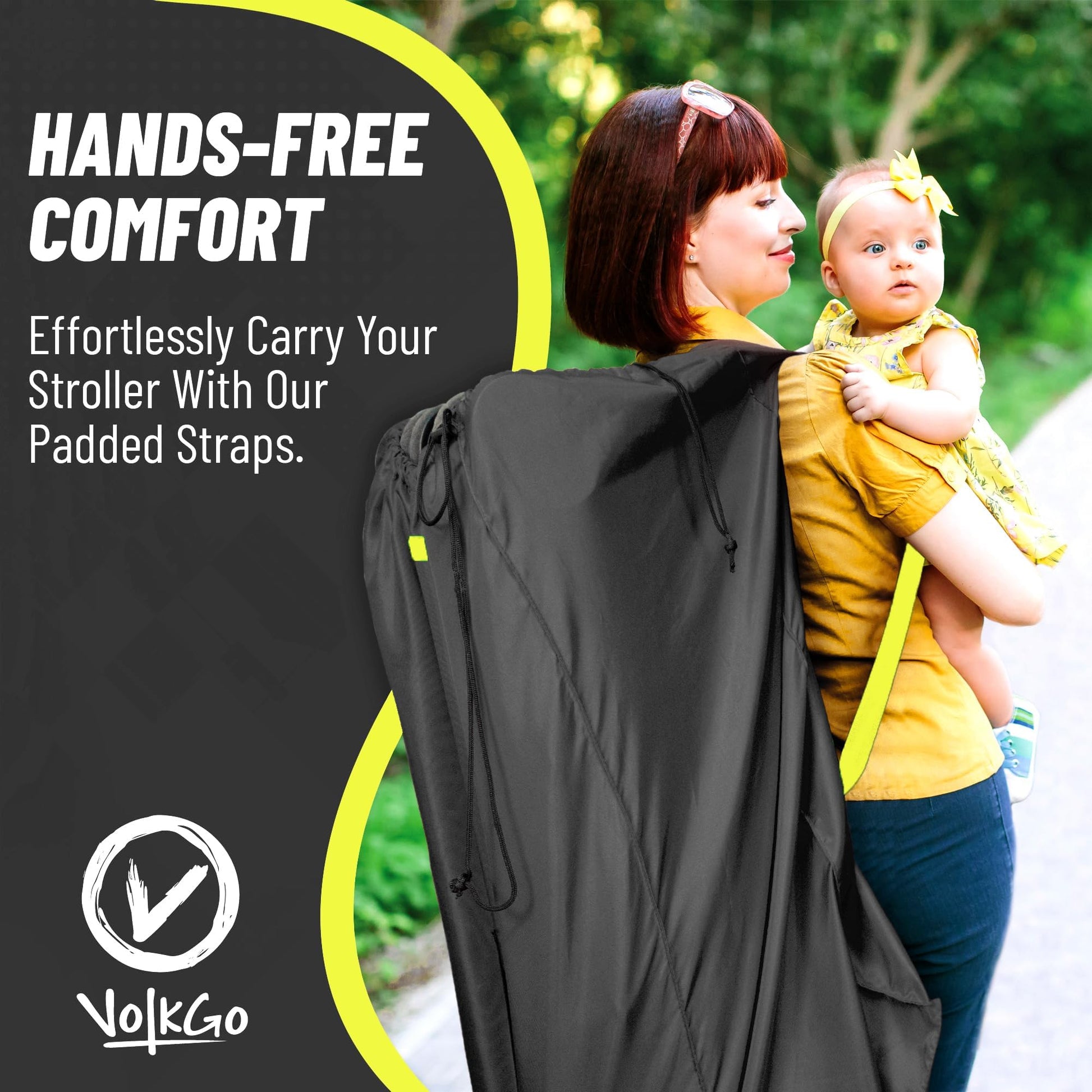 V VOLKGO Extra Large Stroller Bag for Airplane with Padded Backpack Shoulder Straps, Double Stroller Cover for Air Travel, Jogger & Carrier - Fits Most Sizes, Gate Check Bag, Waterproof Travel Cover.