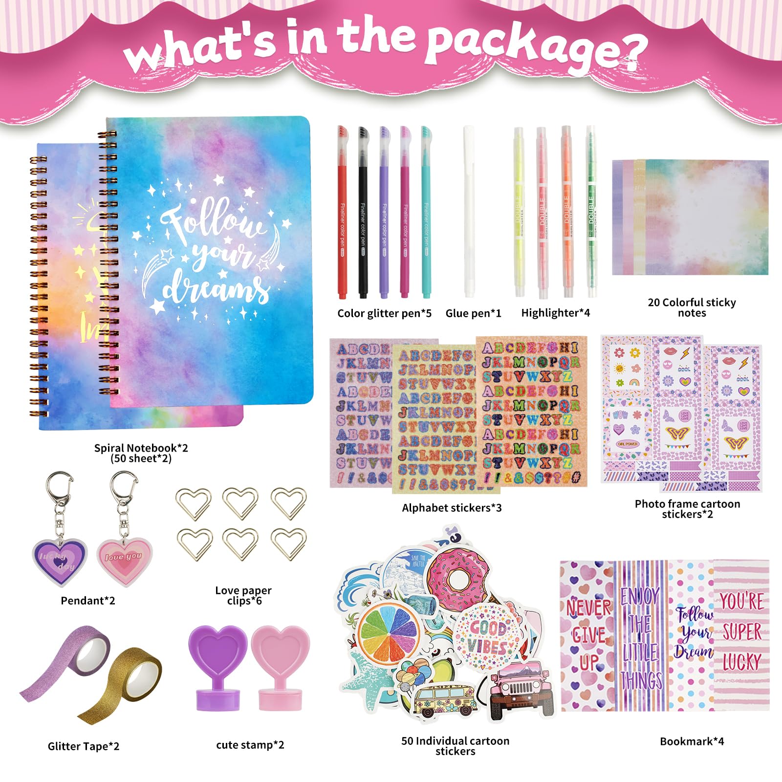 OIHEW 2 PC DIY Journal Kit for Girls Age 8-14, DIY Journal Set for Teen Girl,Christmas|Birthday Gift for 8 9 10 11 12 13 14 Year Old Girl Ideas, Stationery|Scrapbook|Diary Art Crafts Supplies Toy Set