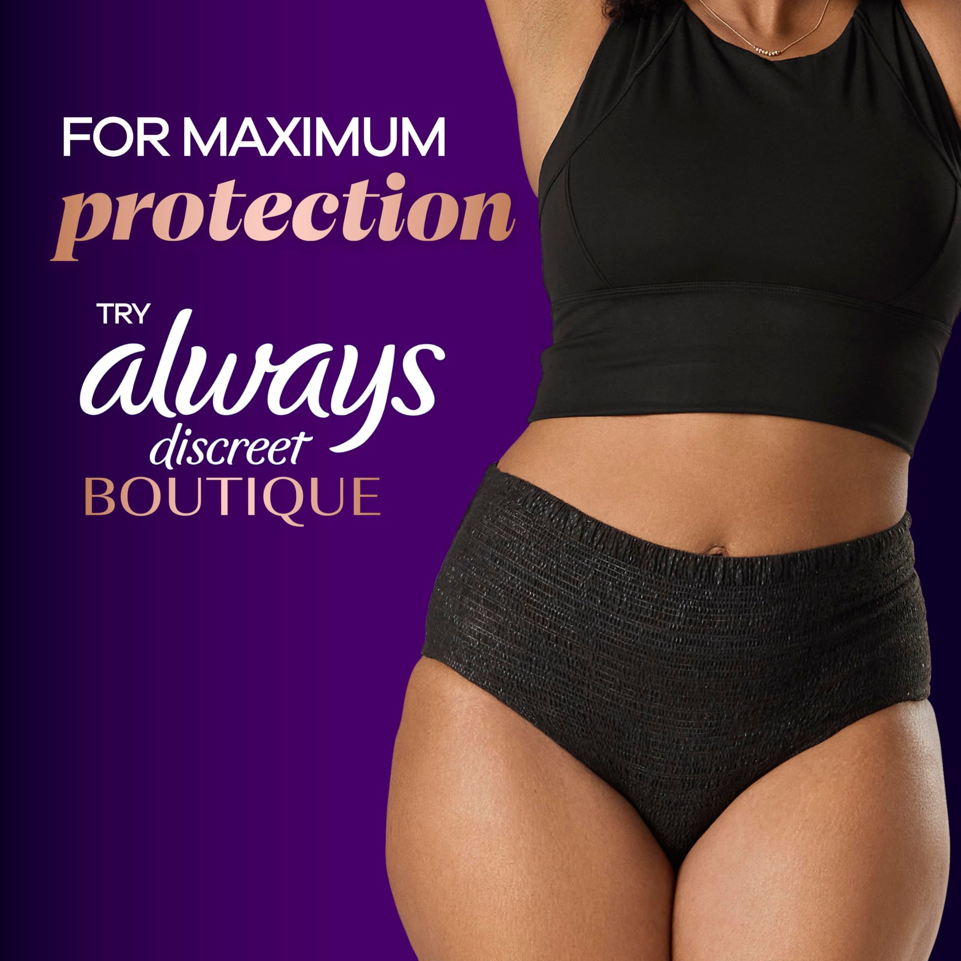 Always Discreet Adult Incontinence Pads for Women, Ultimate Extra Absorbency, Long Length, Postpartum Pads, 104 Count (4 Packs of 26)