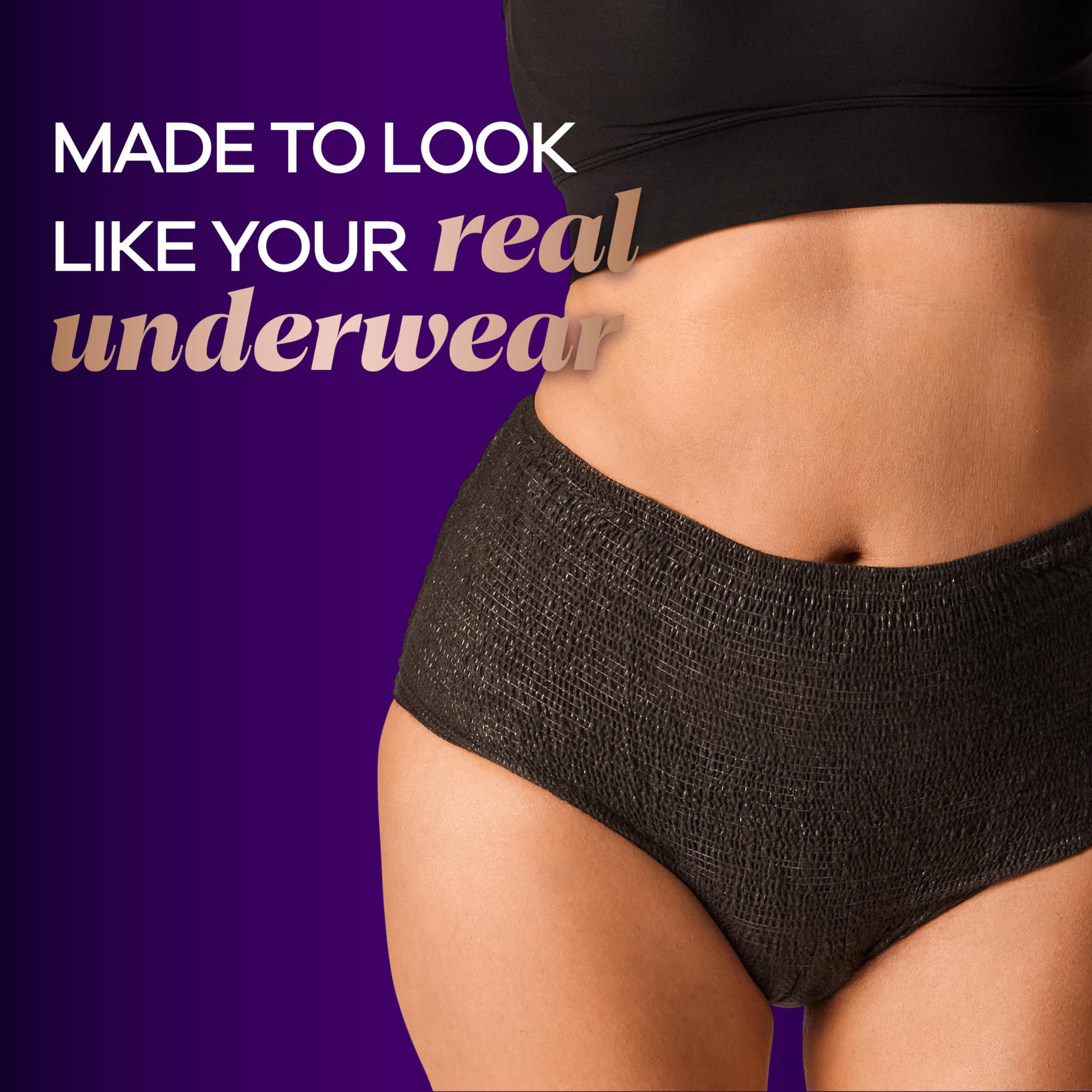 Always Discreet Boutique Incontinence and Postpartum Underwear for Women, Maximum Protection, Small/Medium, Black, 20 Count
