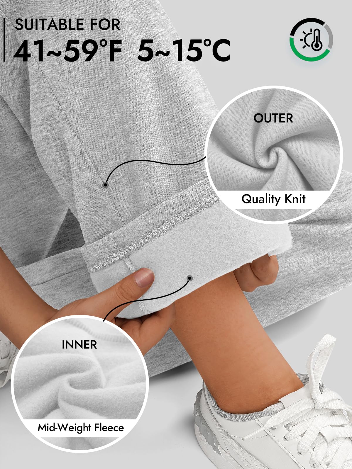 ATHMILE Women’s Fleece Lined Sweatpants Baggy Workout Lounge Pants Drawstring Workout Casual Aesthtic Fall Clothes 2025 Grey