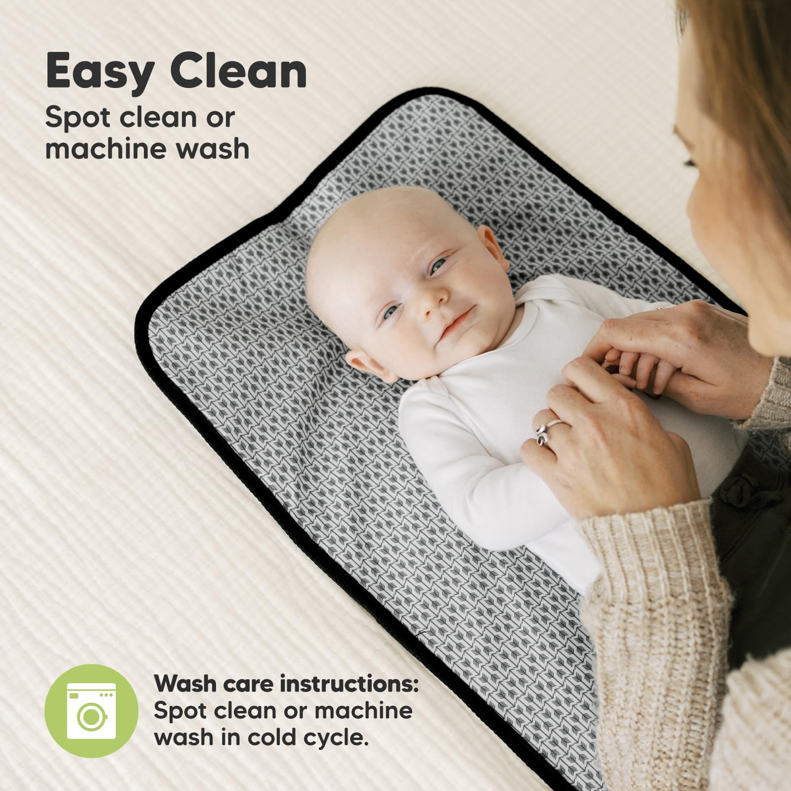 KeaBabies Portable Diaper Changing Pad, Easy Wipe Clean - Foldable Waterproof Baby Changing Mat for Diaper Bag, Compact, Lightweight, 25x13 Newborn, Infant, Baby Changer Travel Essential (Black Geo)