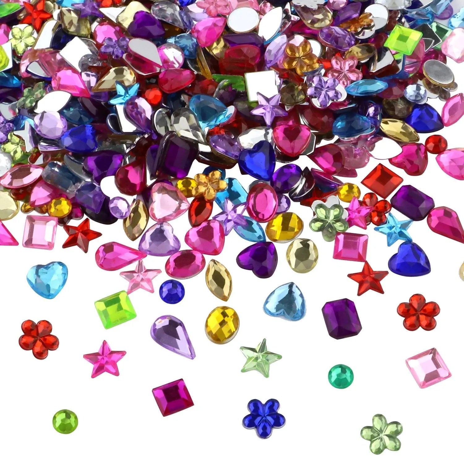 JPSOR 900pcs Gems Jewels for Crafts, Acrylic Flatback Rhinestones for Halloween Pirate Party Decorations, Crafting Embellishments Gemstone (9 Shapes, 6-13mm)