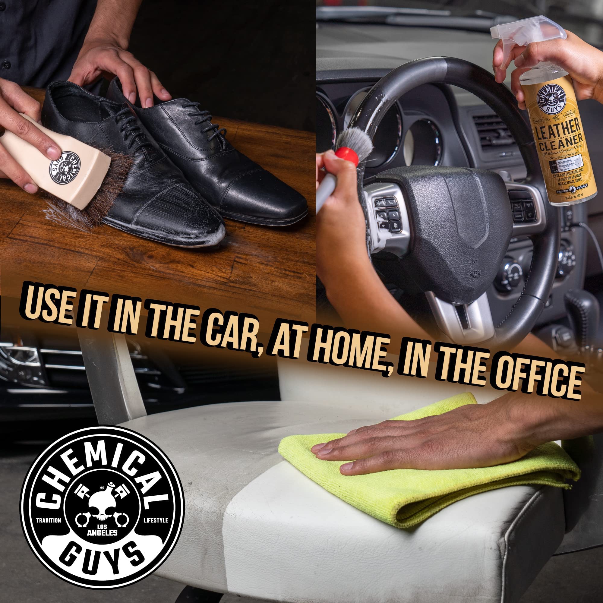 Chemical Guys SPI_109_16 Leather Cleaner and Conditioner Kit for Use on Leather Apparel, Furniture, Car Interiors, Shoes, Boots, Bags & More (2 - 16 fl oz Bottles)